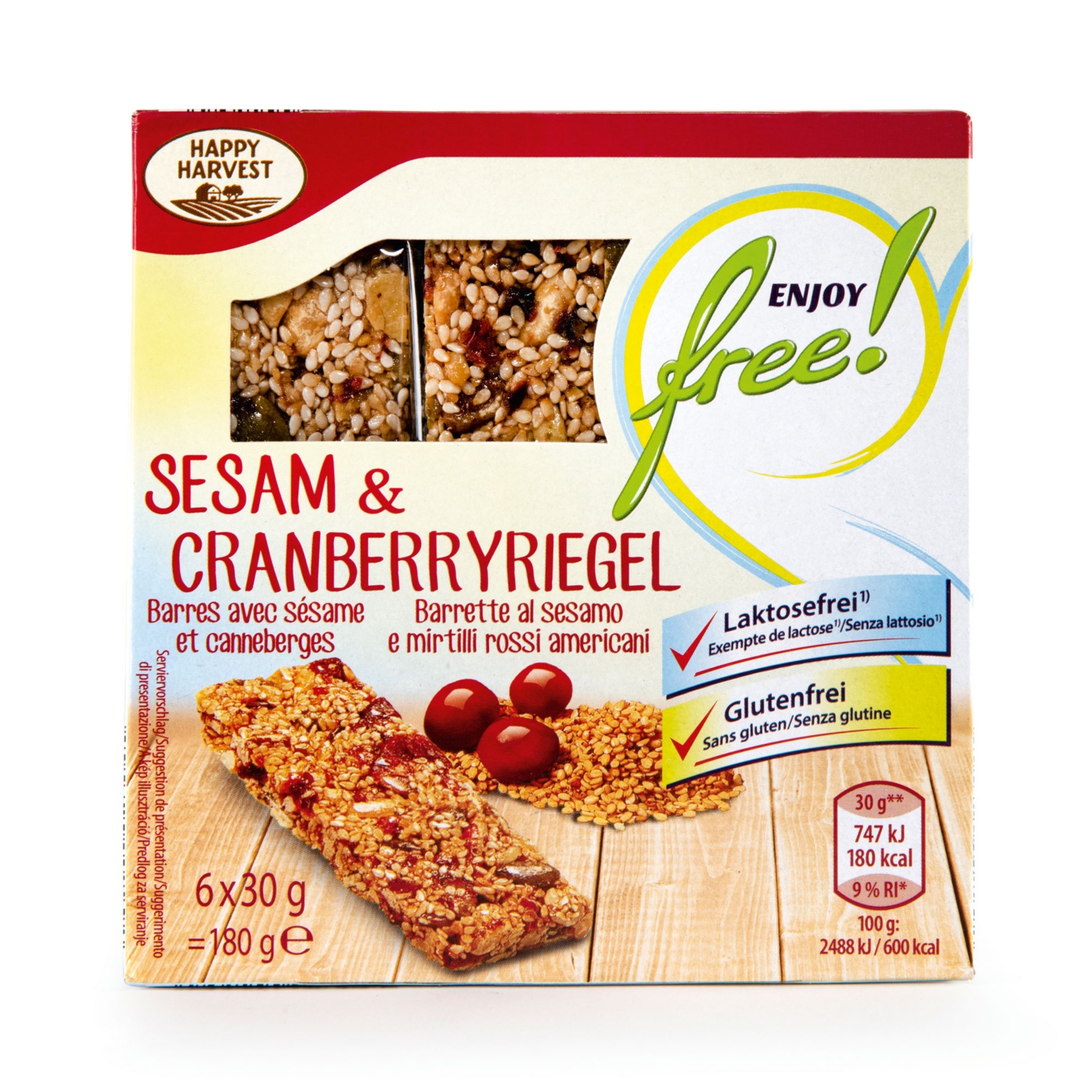 ENJOY FREE! Riegel glutenfrei, Sesam-Cranberry