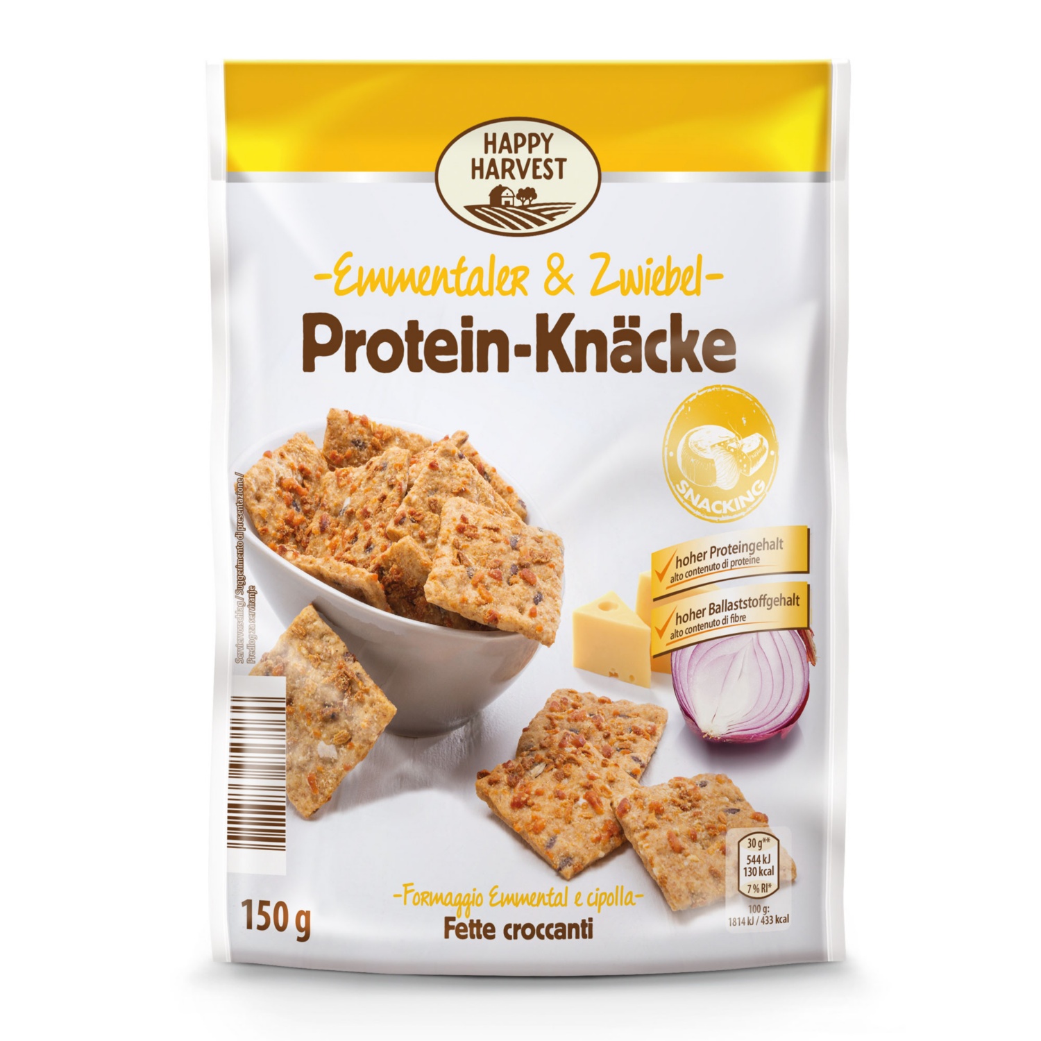 HAPPY HARVEST Protein Knäcke, Emmentaler-Zwiebel