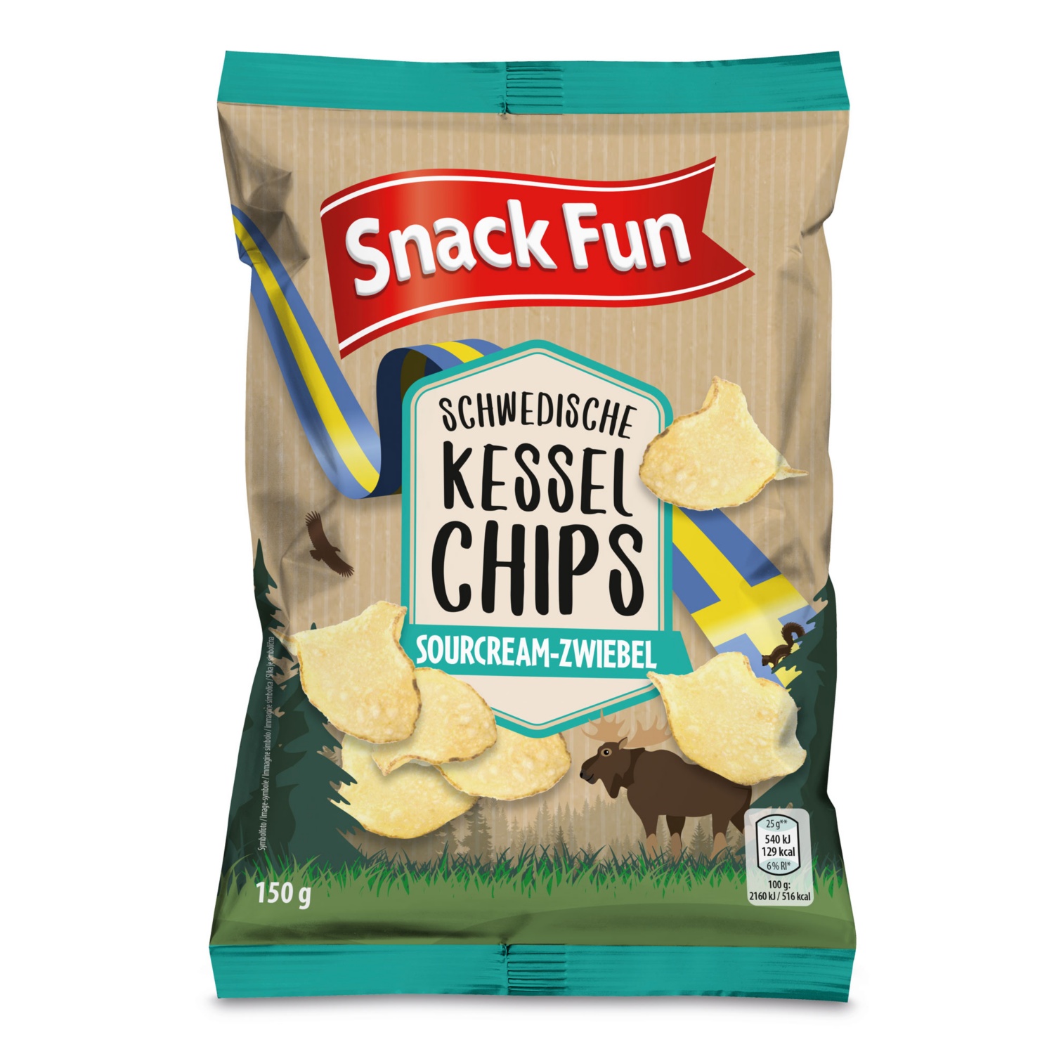 SNACK FUN Schwedische Kesselchips, Sour Cream