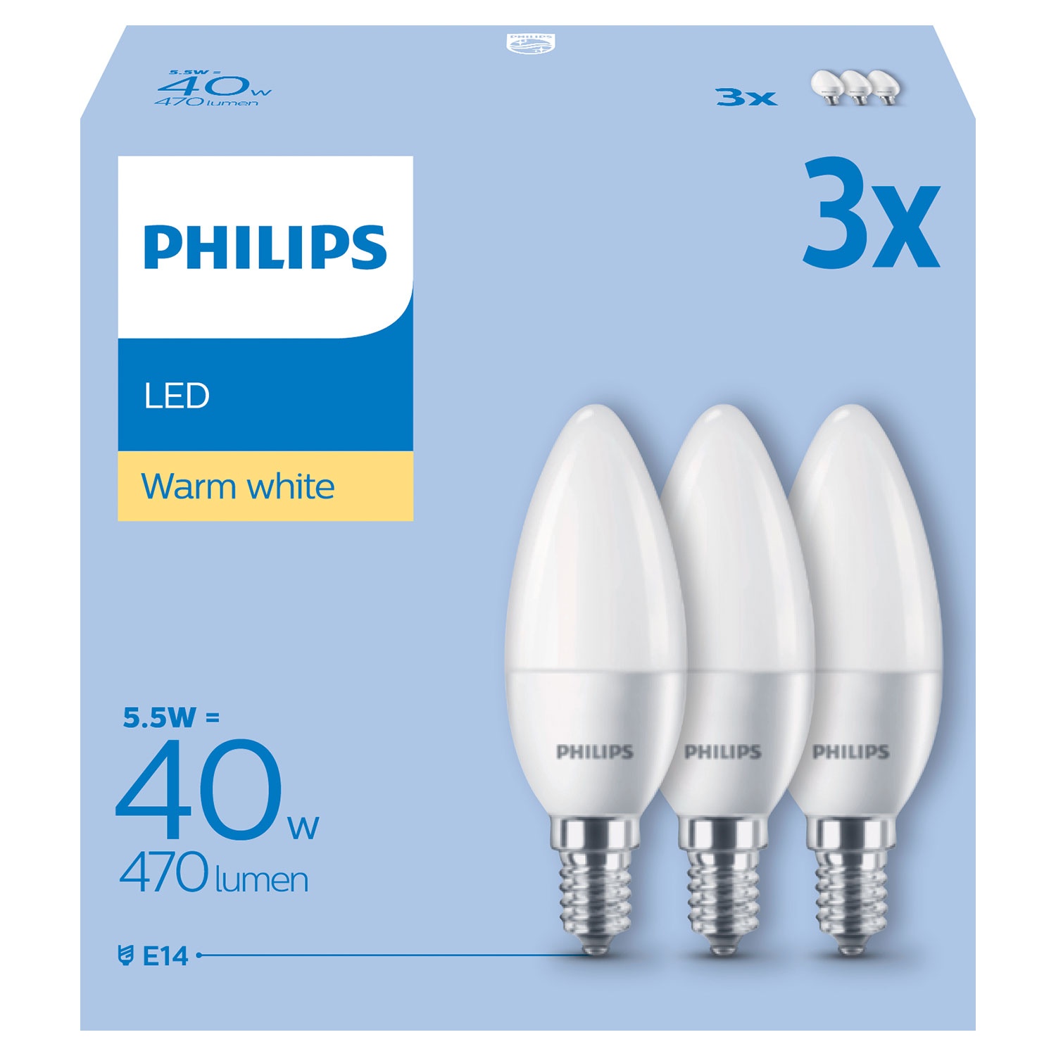 Philips LED-Leuchtmittel 3er-Packung