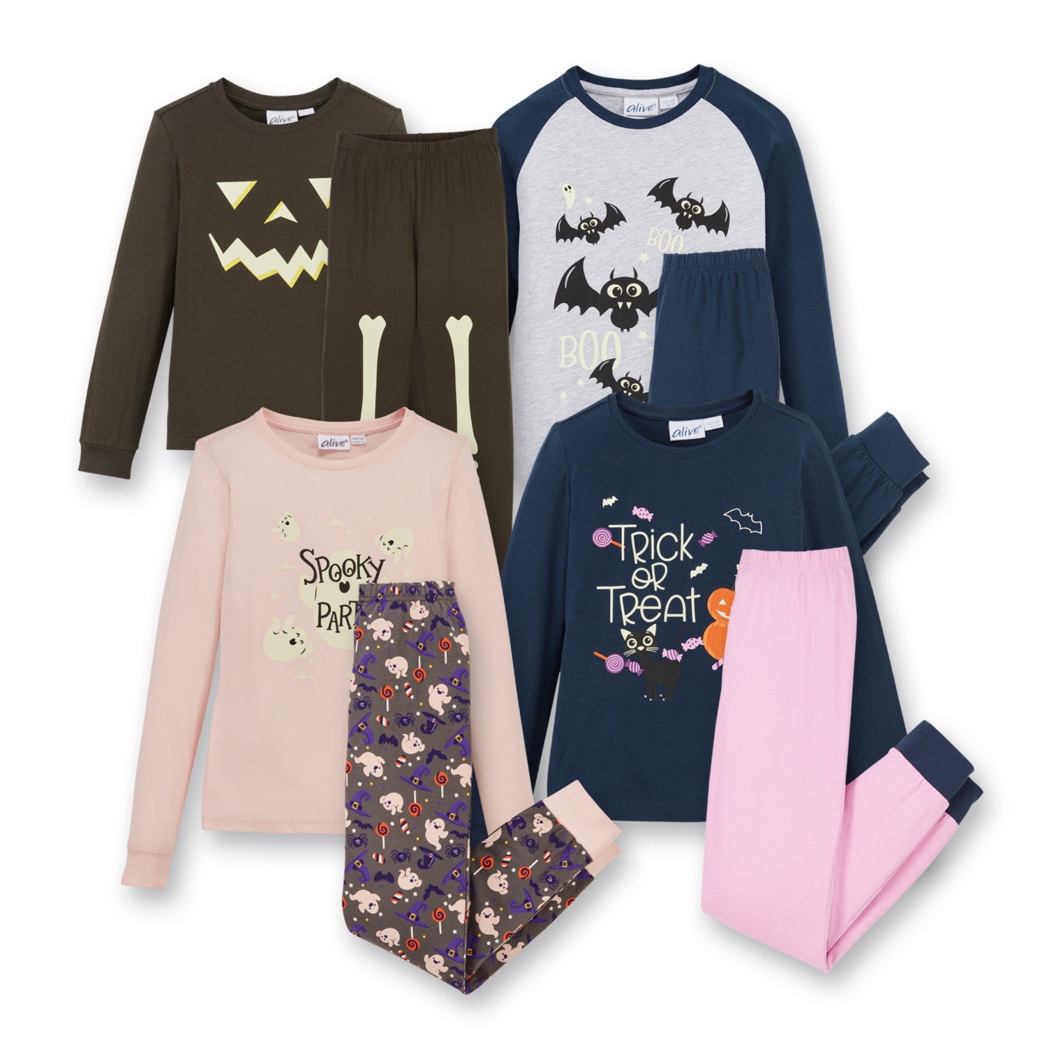 ALIVE Kinder-Halloween-Pyjama, Baumwolle (BIO)