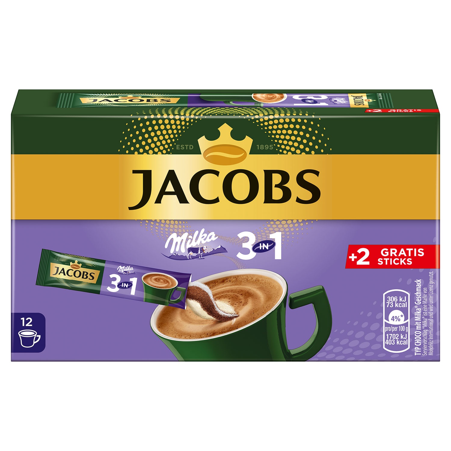 JACOBS® Kaffeesticks 10 + 2 gratis 216 g