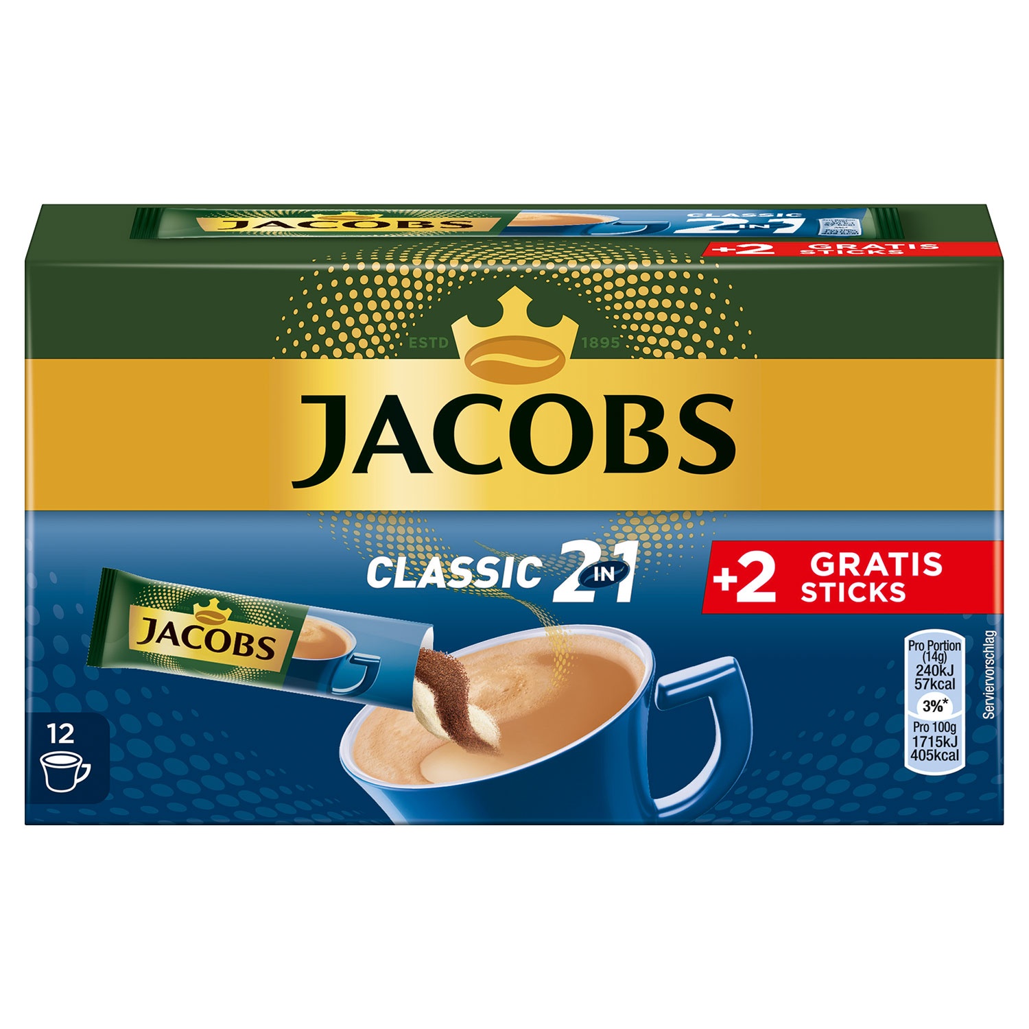 JACOBS® Kaffeesticks 10 + 2 gratis 168 g 