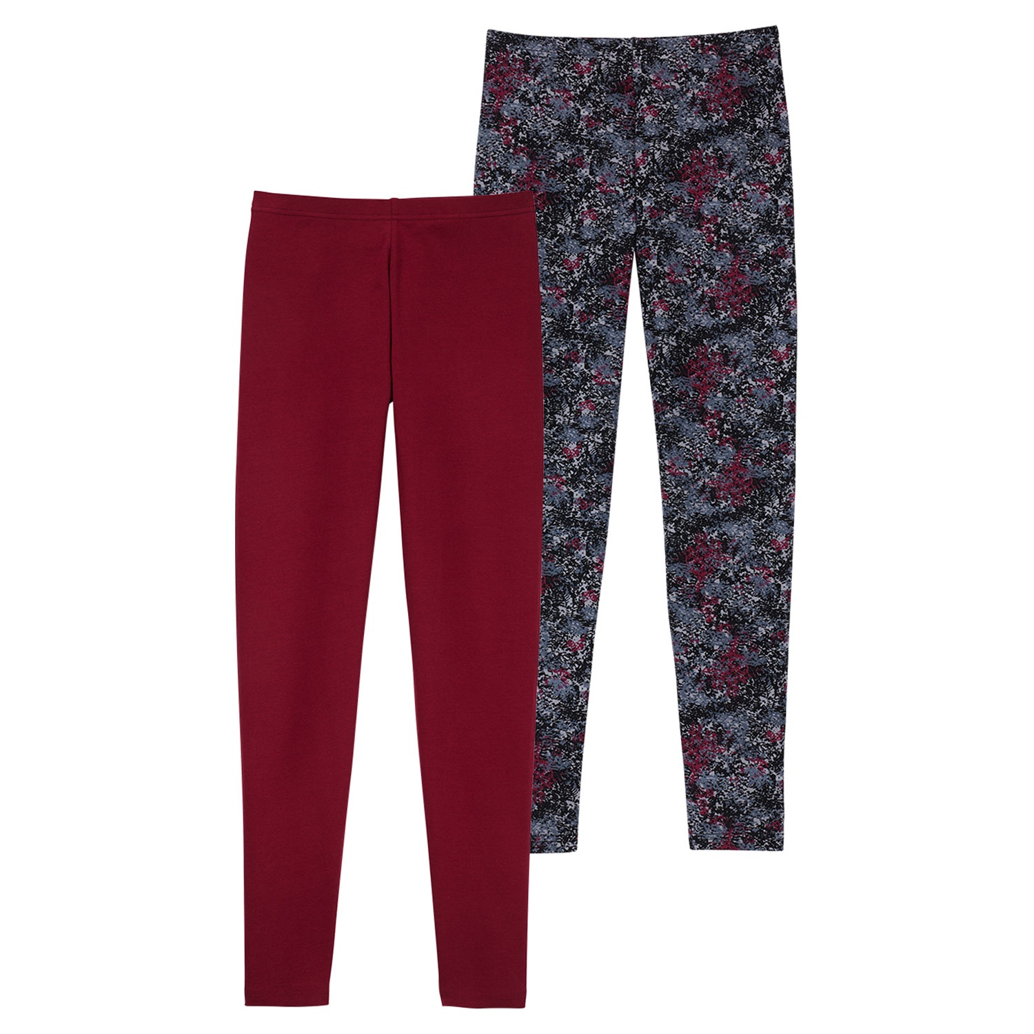 Damen-Leggings Weinrot Blumen-Allover, M