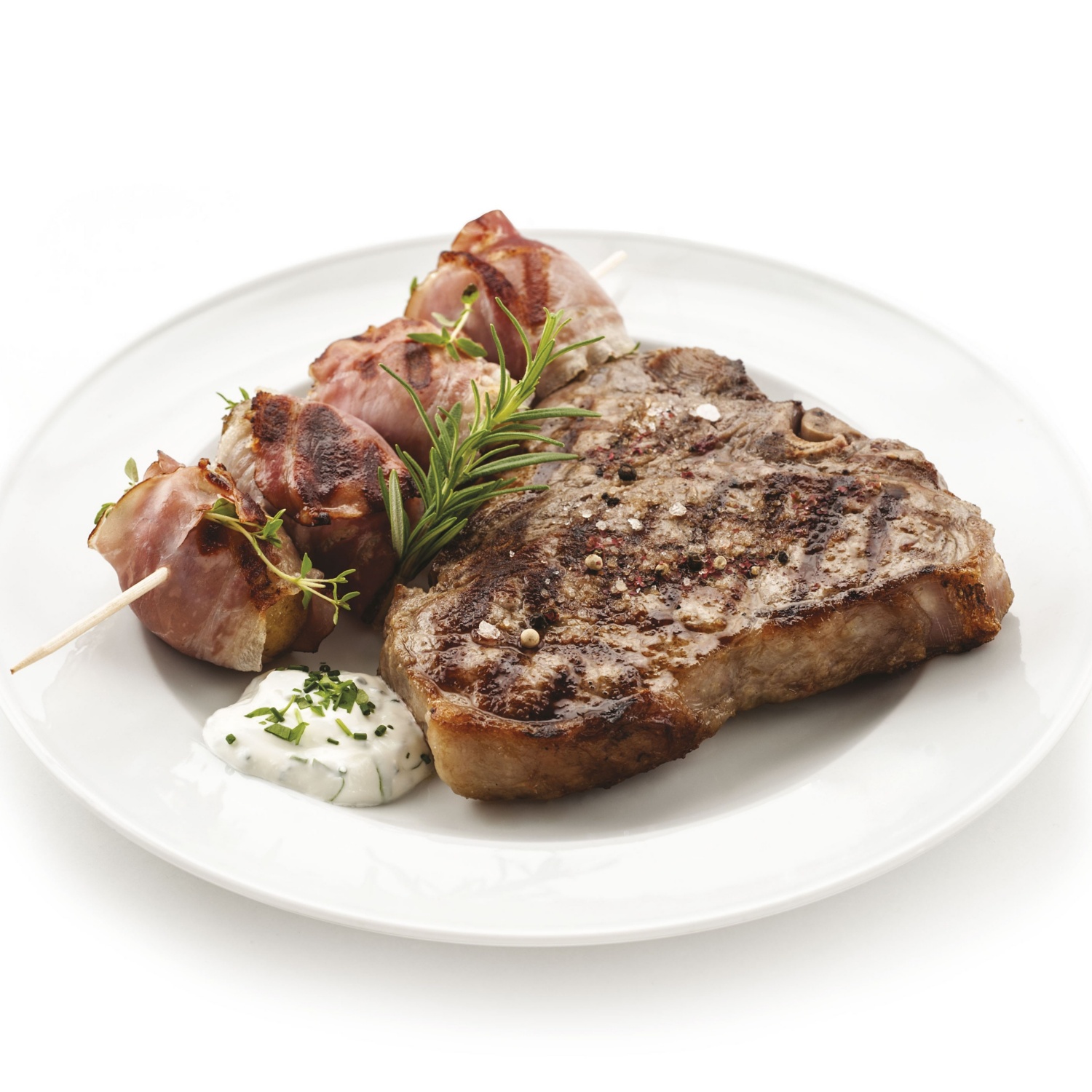 T-Bone Steak/florentinec z žara s pomako in krompirjevim nabodalom