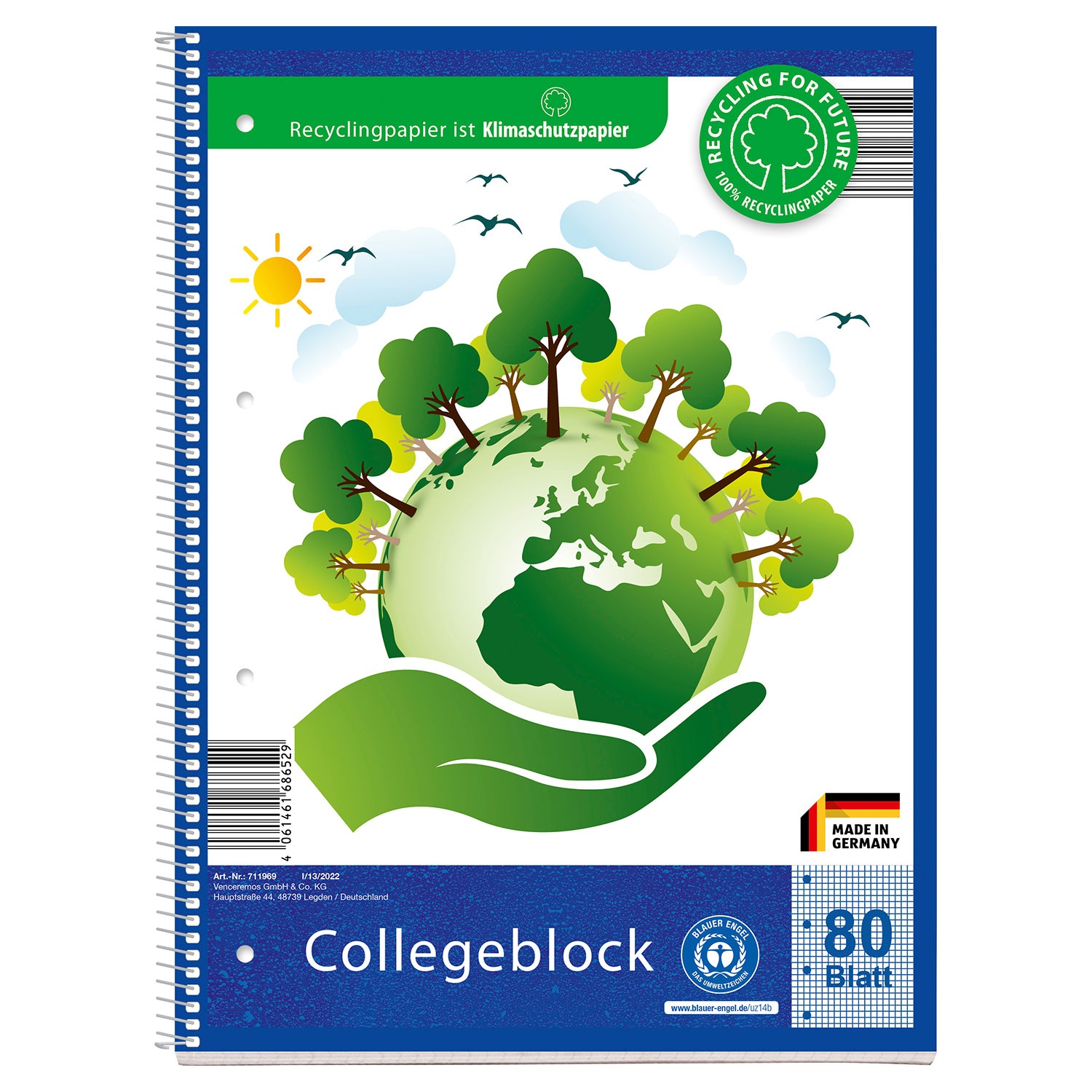 Collegeblock „Recycling for Future“