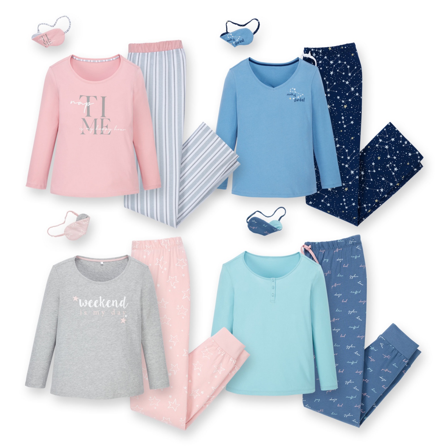 BLUE MOTION DamenSchlafanzug mit Schlafmaske ALDI SUISSE