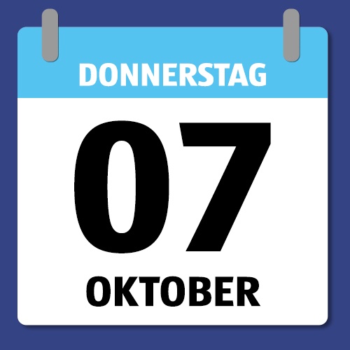 Ein Kalenderblatt, das Donnerstag den 07. Oktober abbildet.