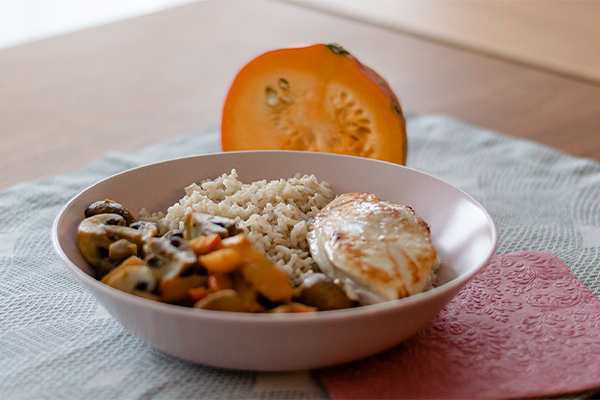 Reis Kürbis Geschnetzeltes