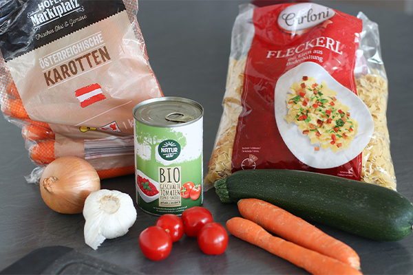 Zutaten für Tomatenpasta