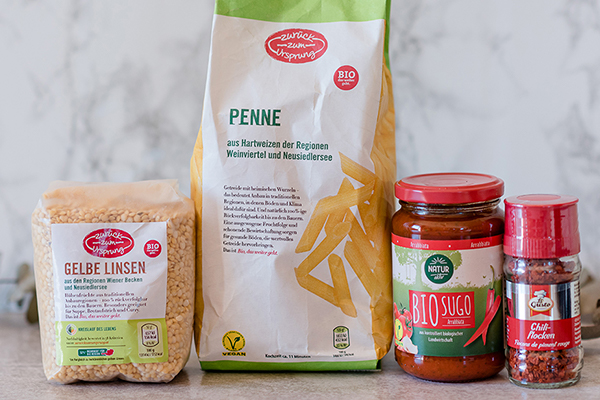 Zutaten für Linsenbolognese