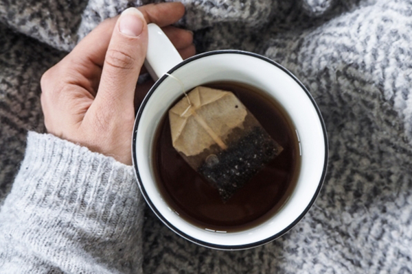 Gemütlich machen mit einer Tasse Tee