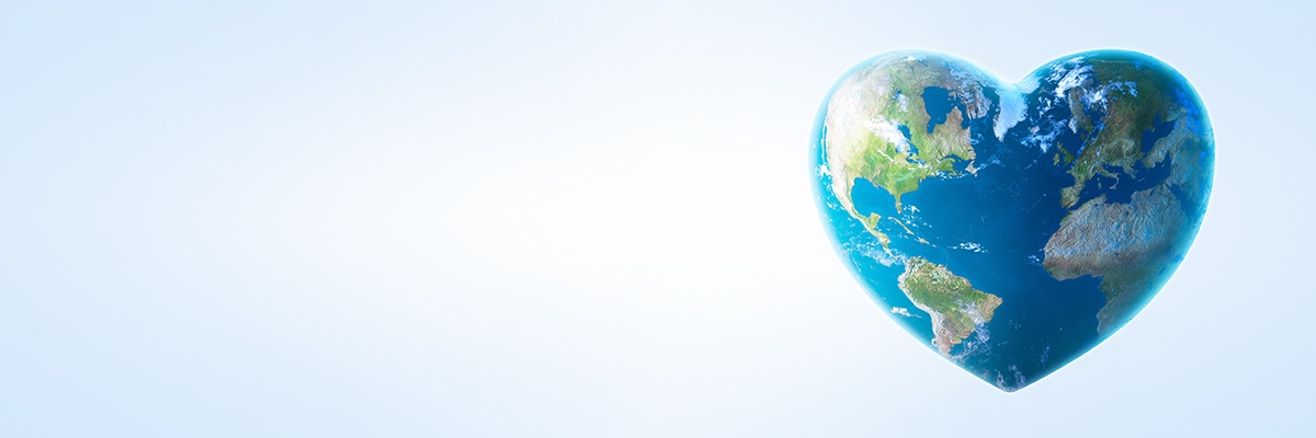 Der Planet Erde in Form eines Herzens