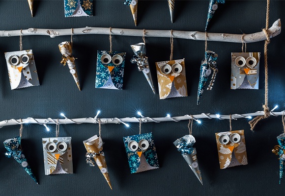 DIY-Adventkalender mit Eulen
