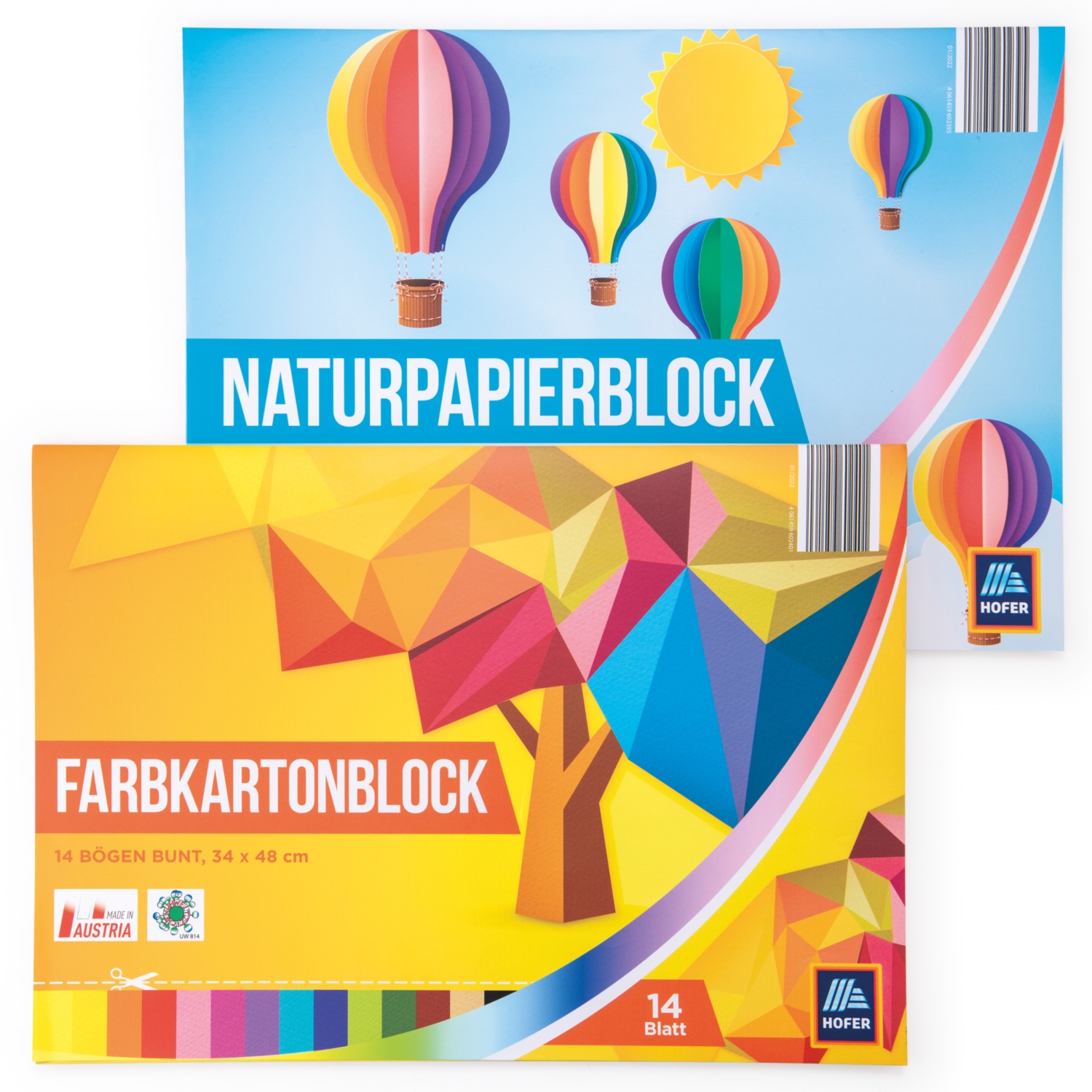 Blocco di carta naturale/di cartoncini colorati