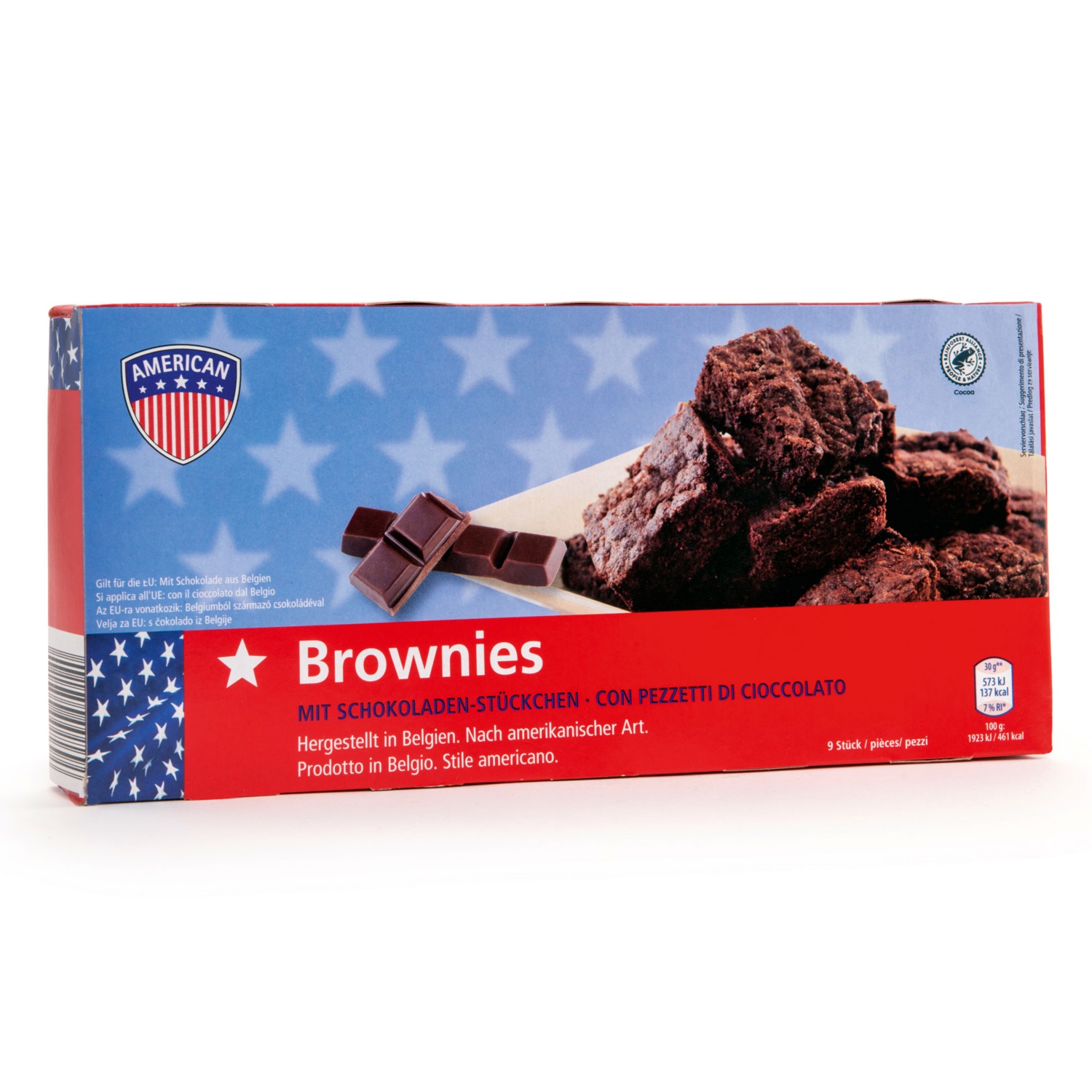 AMERICAN Brownies, mit Schoko-Stückchen