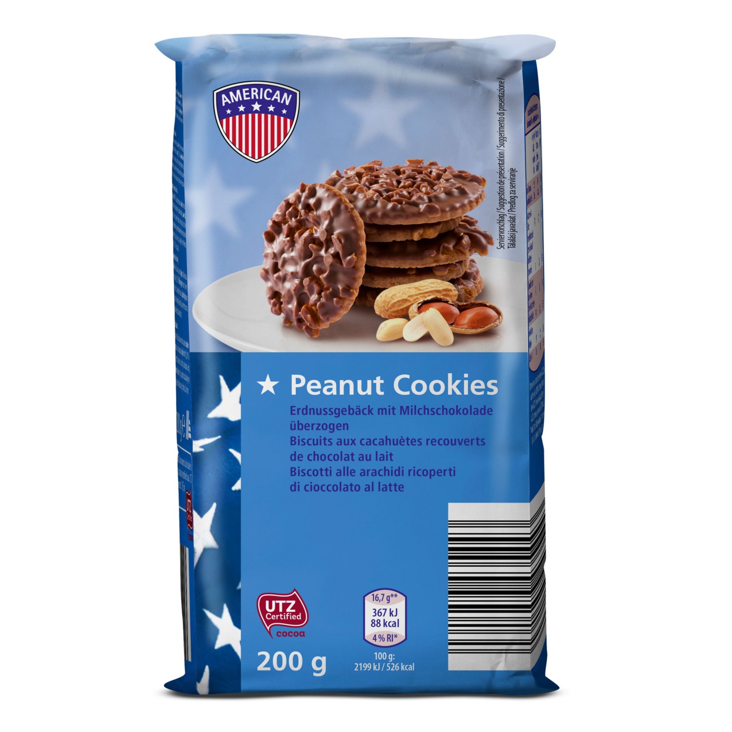 AMERICAN Peanut Cookies, Milchschokolade