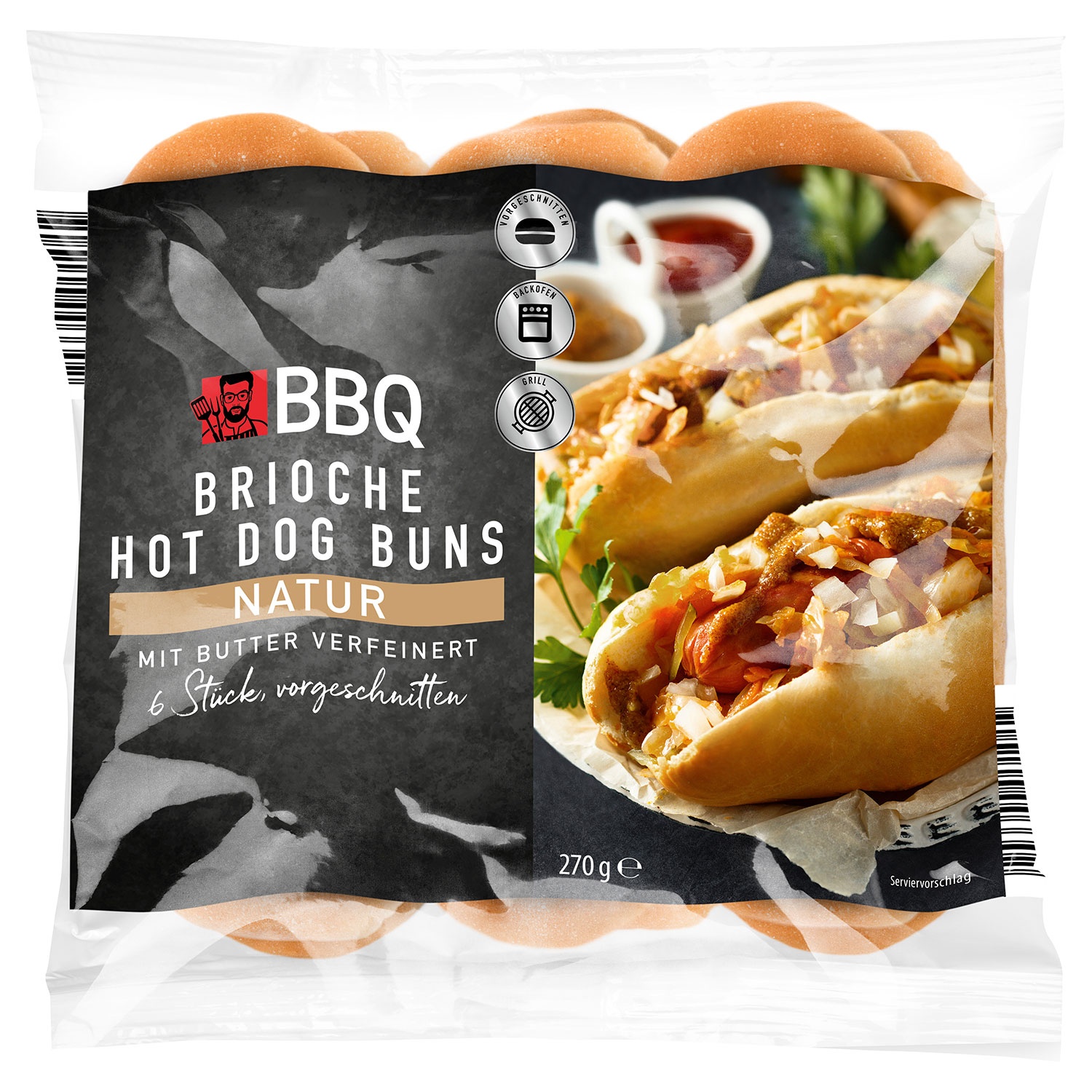 BBQ Brioche-Hot-Dog-Buns 270 g