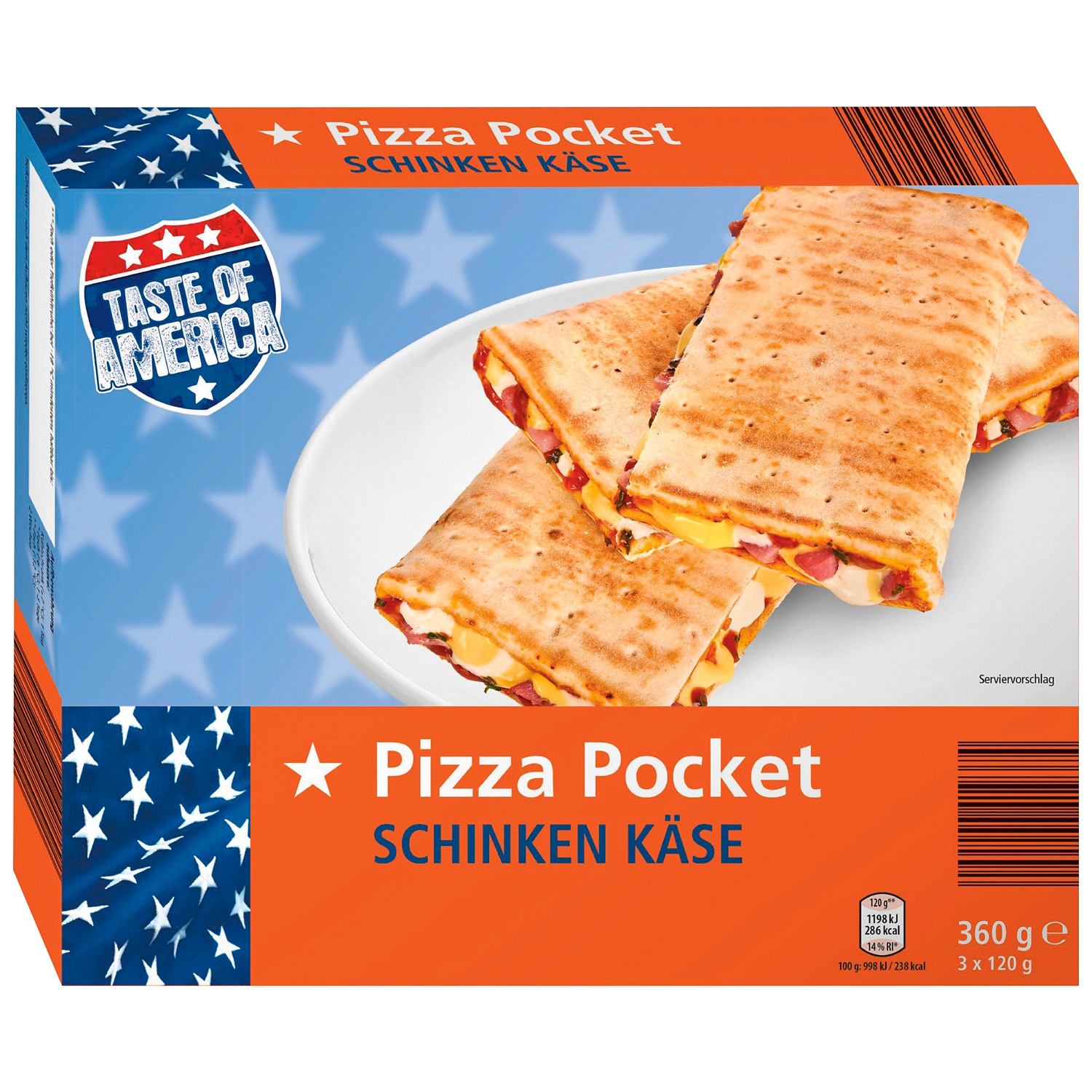 TASTE OF AMERICA Pizza Pockets, jambon fromage