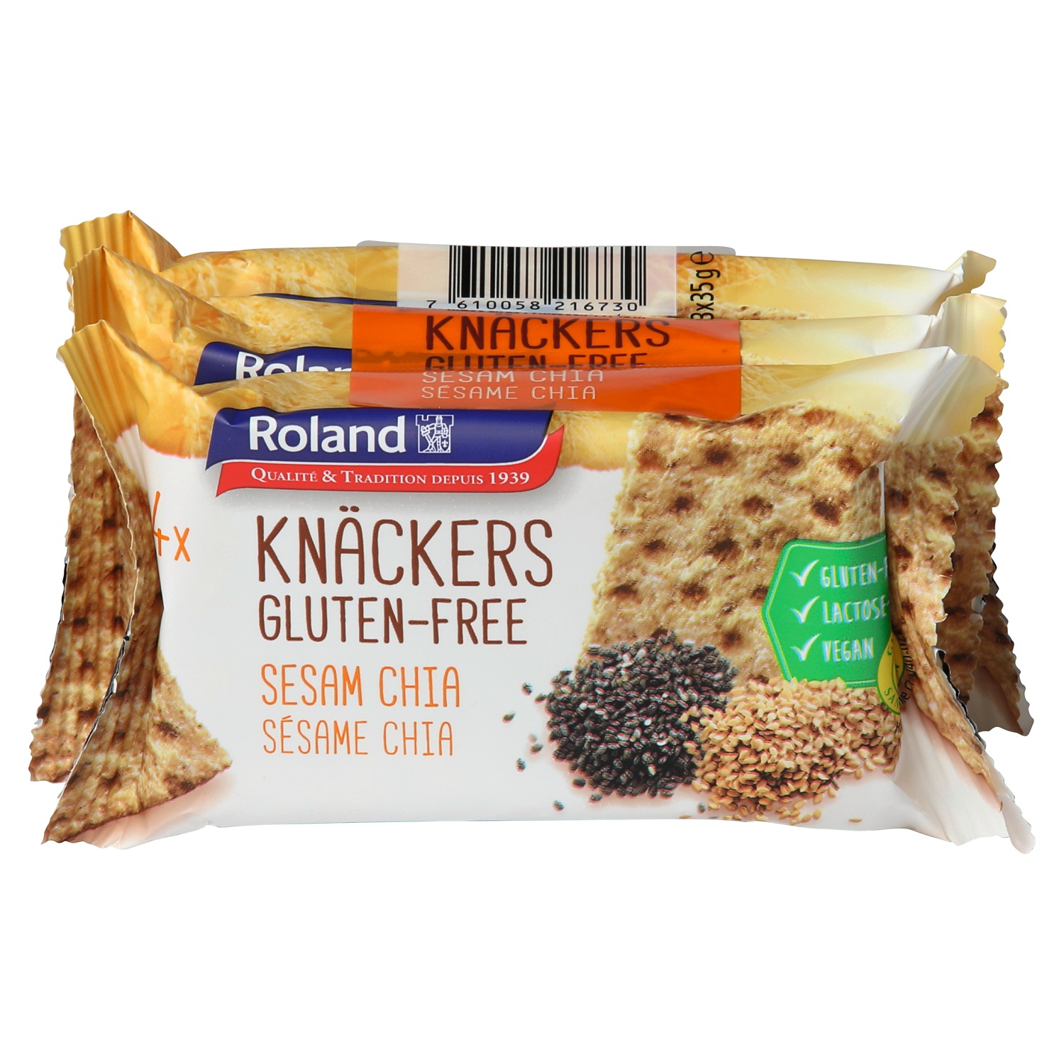 ROLAND Pain croustillant sans gluten, graines de chia-ssame