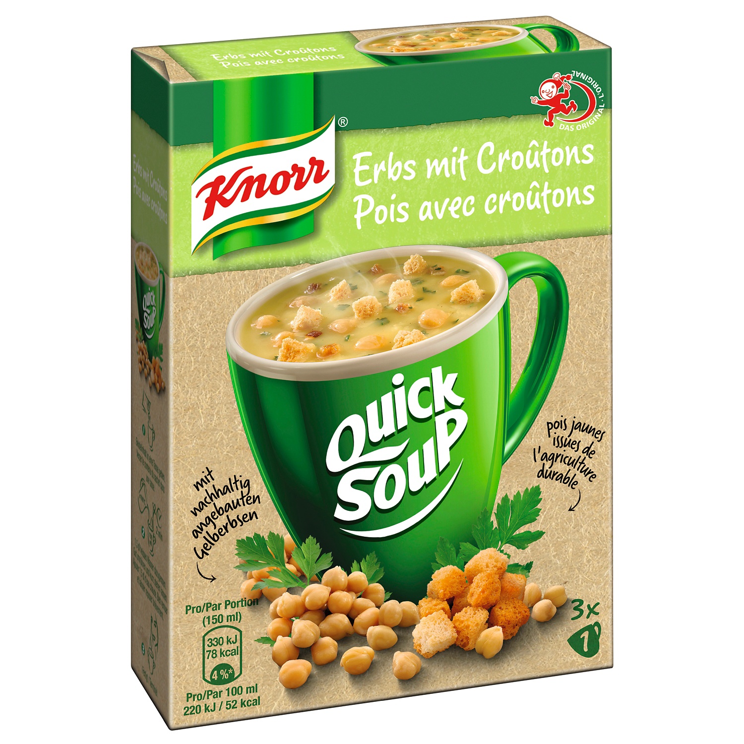 KNORR Quick Soup, Erbsen mit Croutons