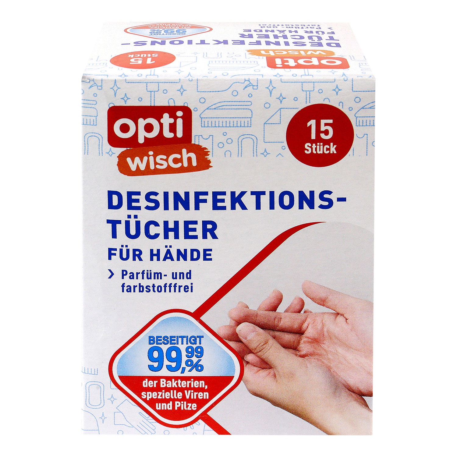 OPTIWISCH Desinfektionstücher 15er-Packung