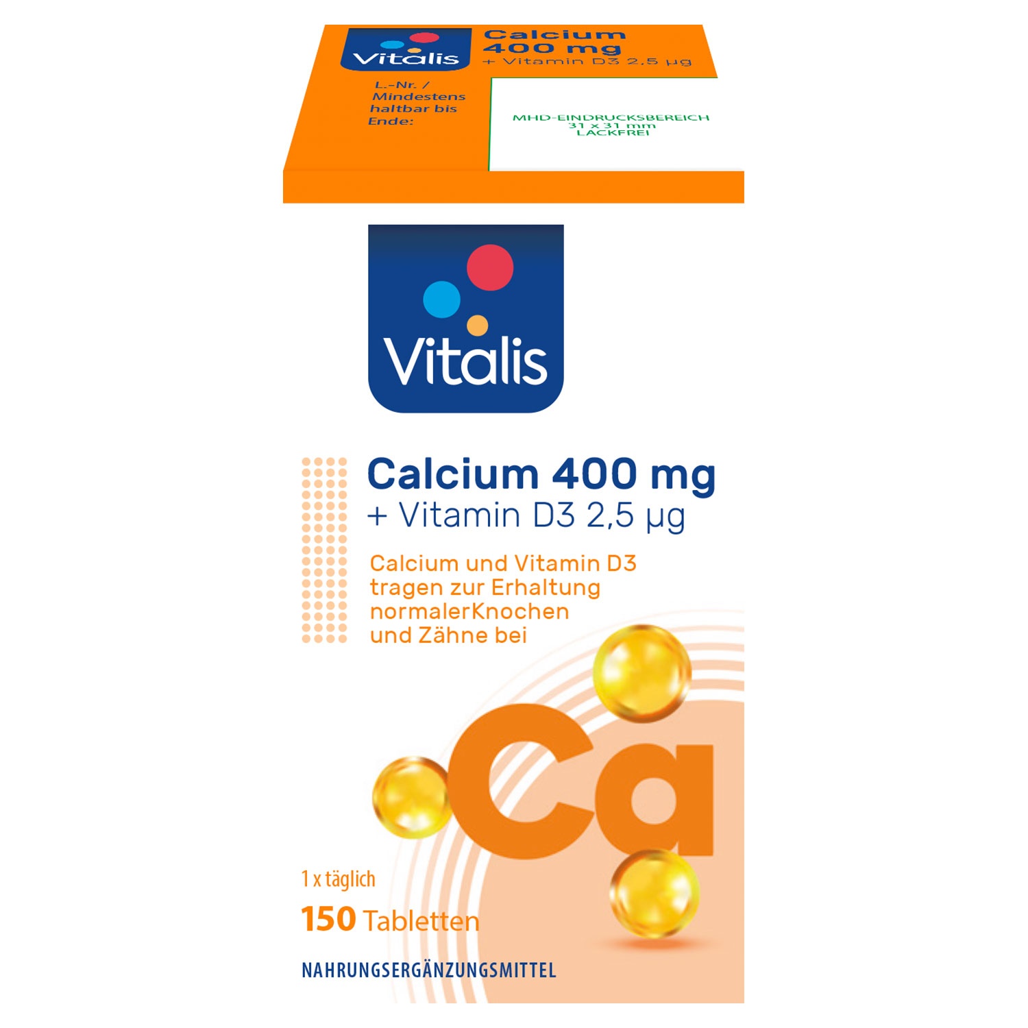 Vitalis® Magnesium 250 mg² ³/Calcium 400 mg + Vitamin D₃² ⁴