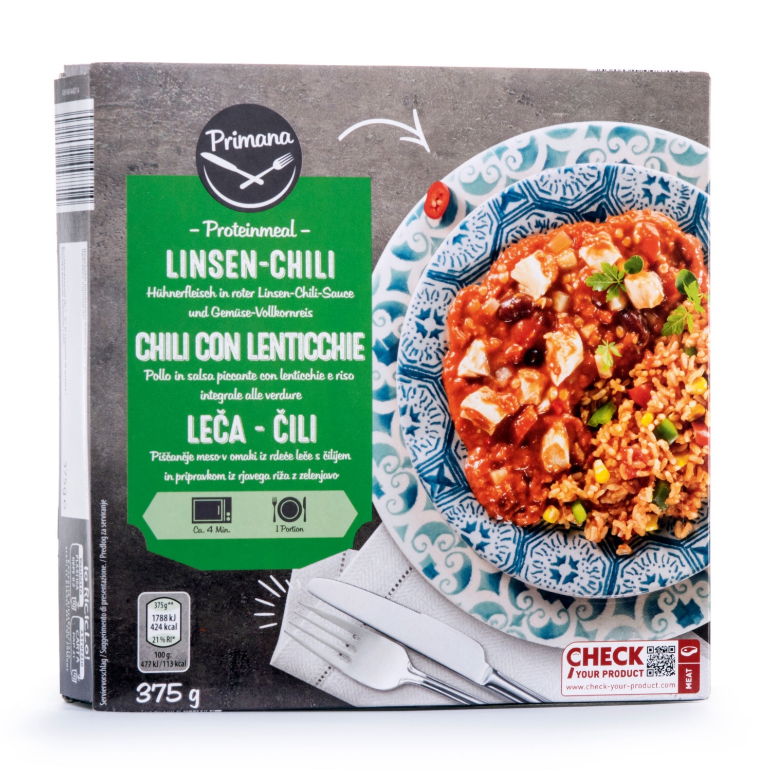 PRIMANA Proteingerichte, Linsen-Chili
