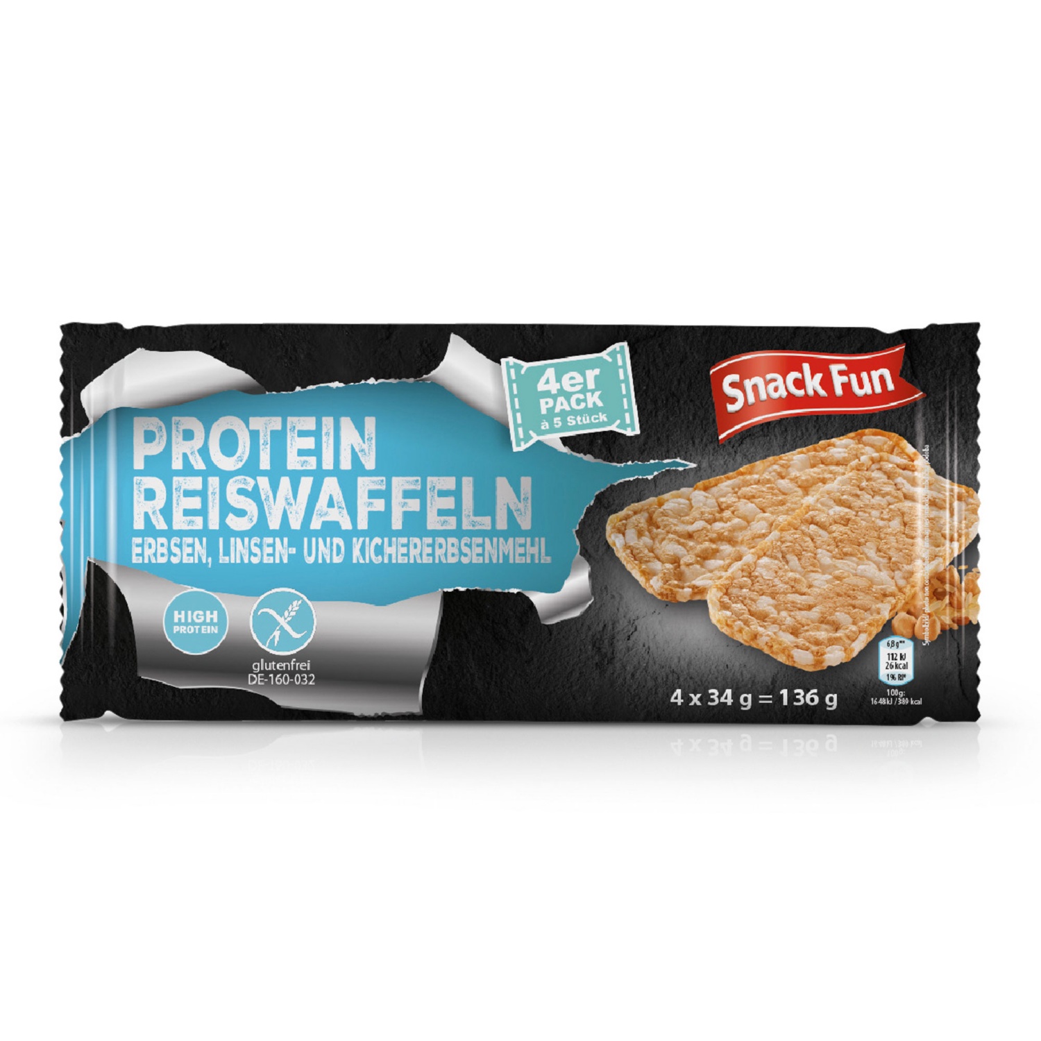SNACK FUN Protein Reis-/Maiswaffeln, Kichererbsen