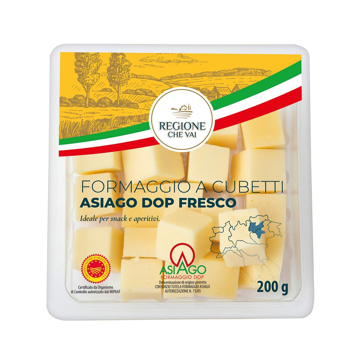 REGIONE CHE VAI Cubetti di formaggio, Asiago DOP