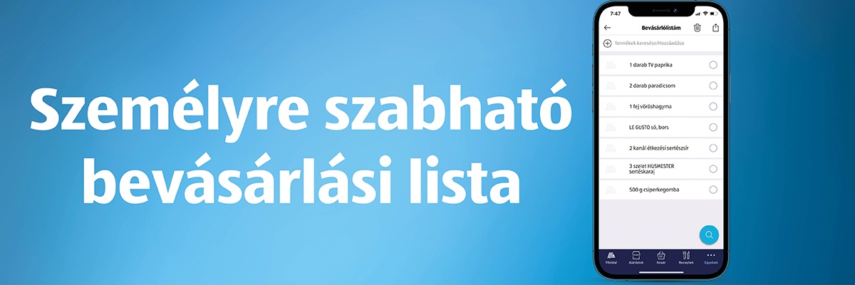 Személyre szabható bevásárlási lista