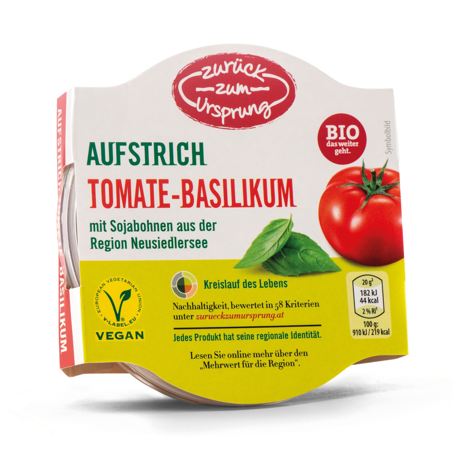 ZURÜCK ZUM URSPRUNG BIO Veganer Aufstrich, Tomate-Basilikum