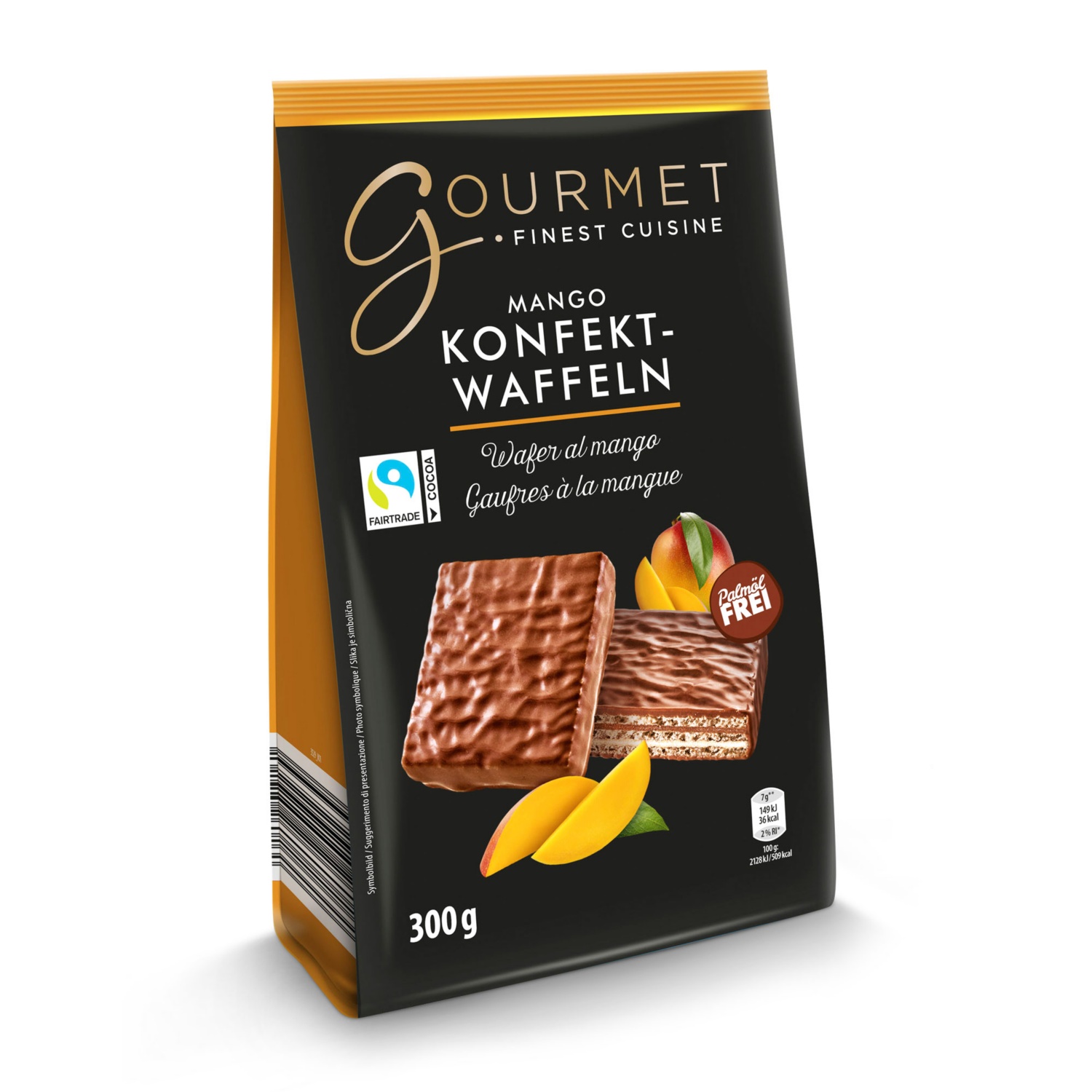 GOURMET Wafer al mango con copertura al cioccolato