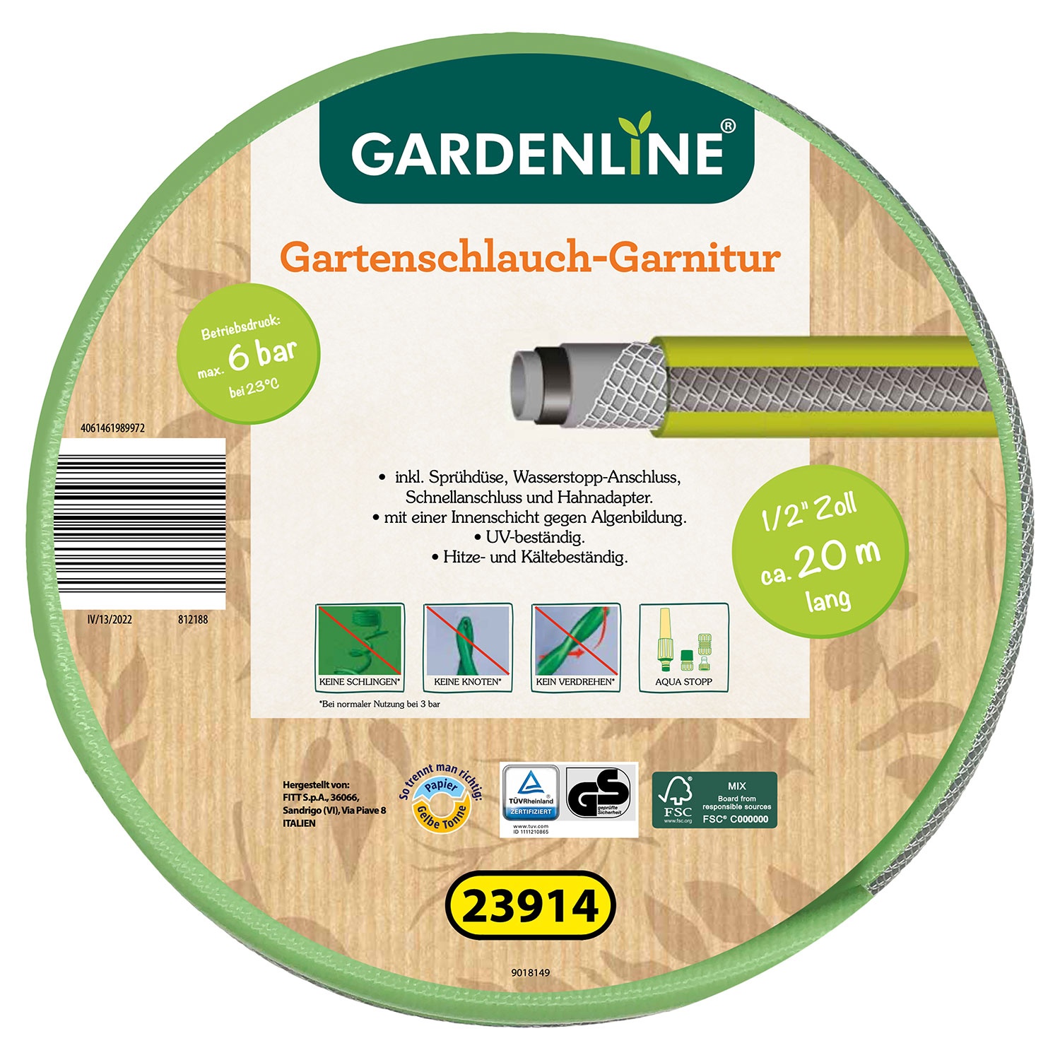 GARDENLINE® Gartenschlauch-Garnitur 20 m
