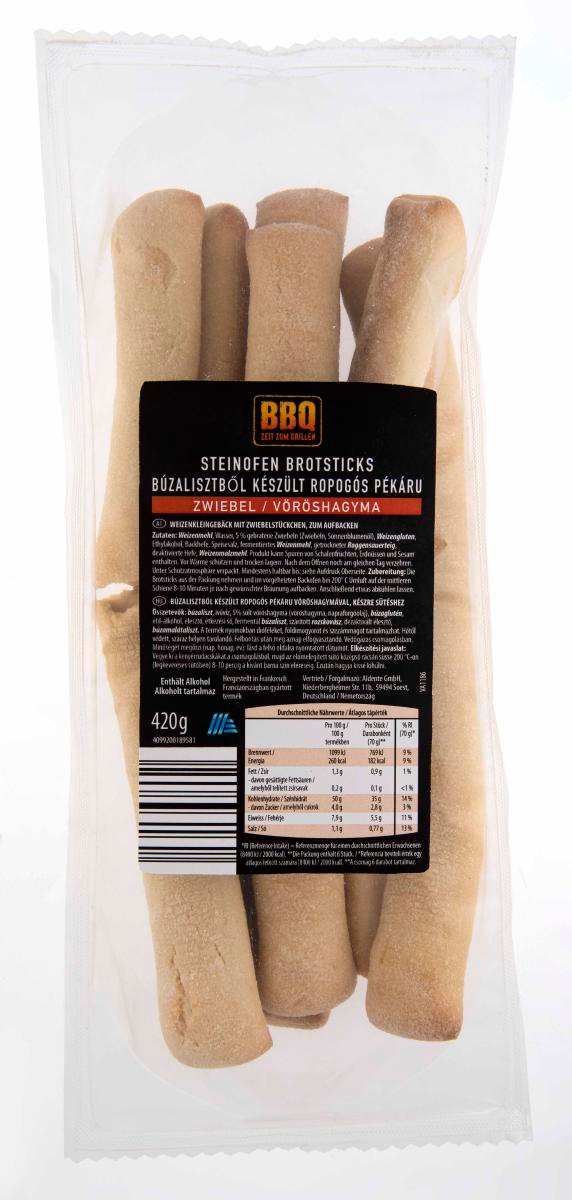 BBQ Kövön sütött kenyérrudacskák, hagymás, 420 g