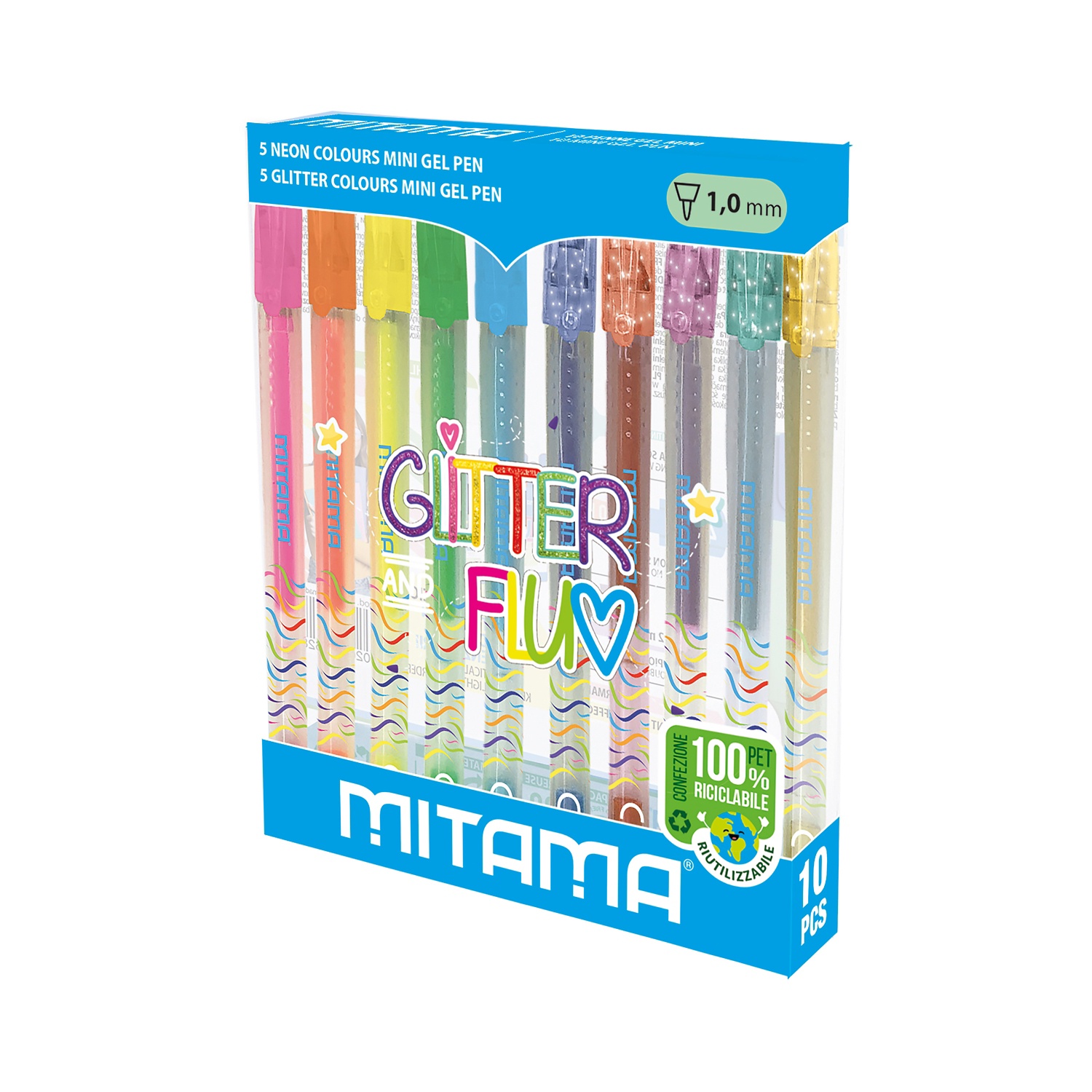 MITAMA Mini penne gel glitterate, 10 pezzi