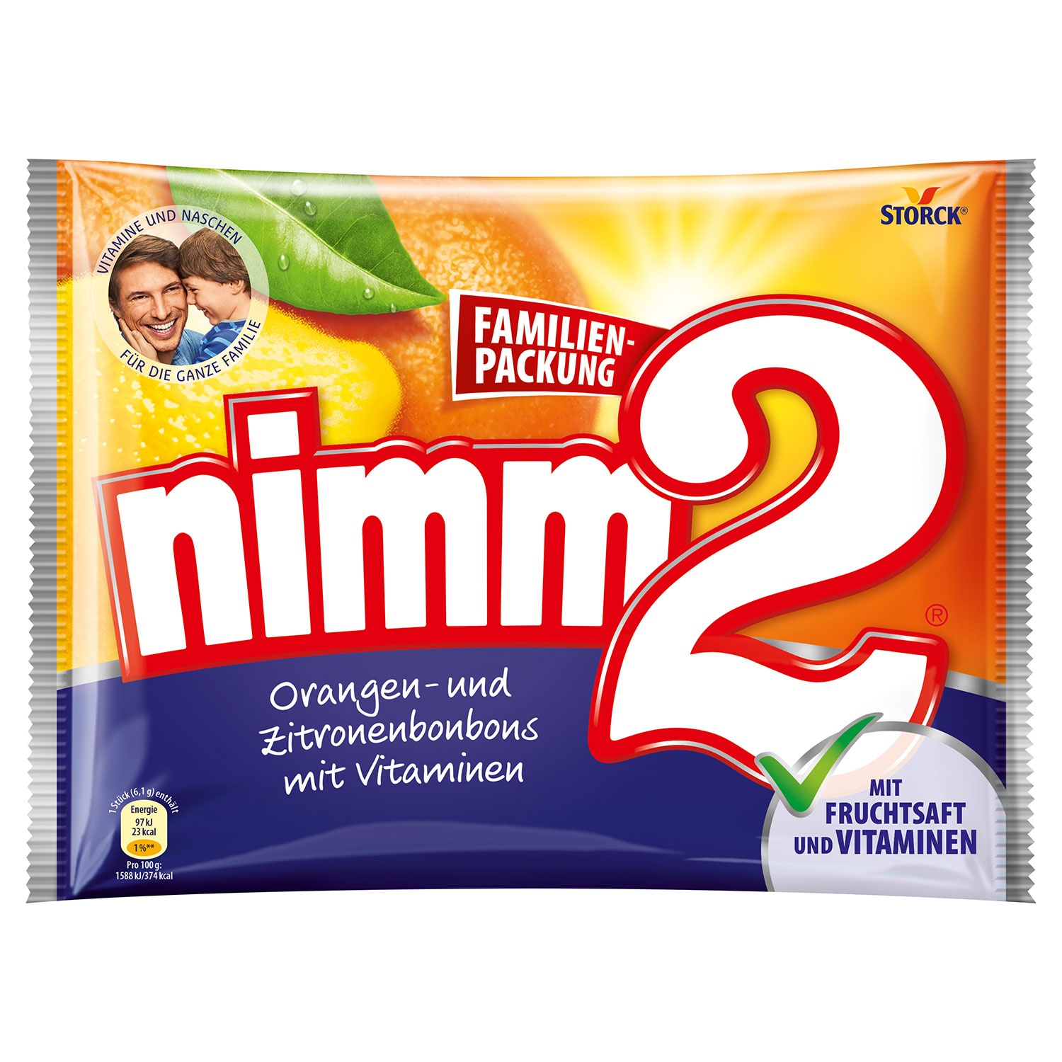 nimm2 Orangen-und Zitronenbonbons mit Vitaminen Familienpackung 429g