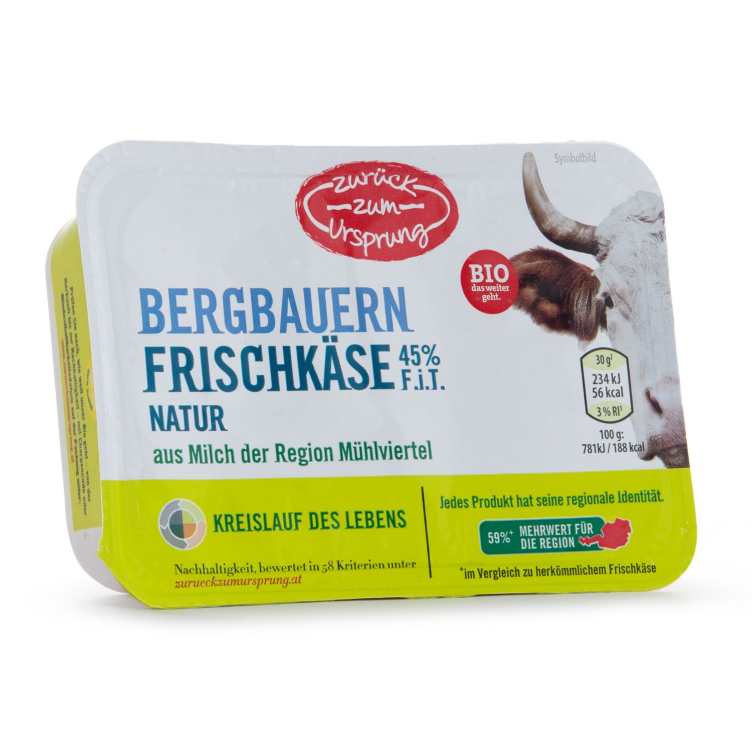 ZURÜCK ZUM URSPRUNG BIO-Bergbauern-Frischkäse, Natur 45%
