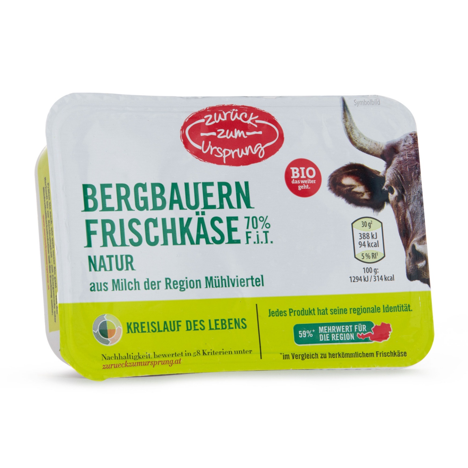 ZURÜCK ZUM URSPRUNG BIO-Bergbauern-Frischkäse, Natur 70%