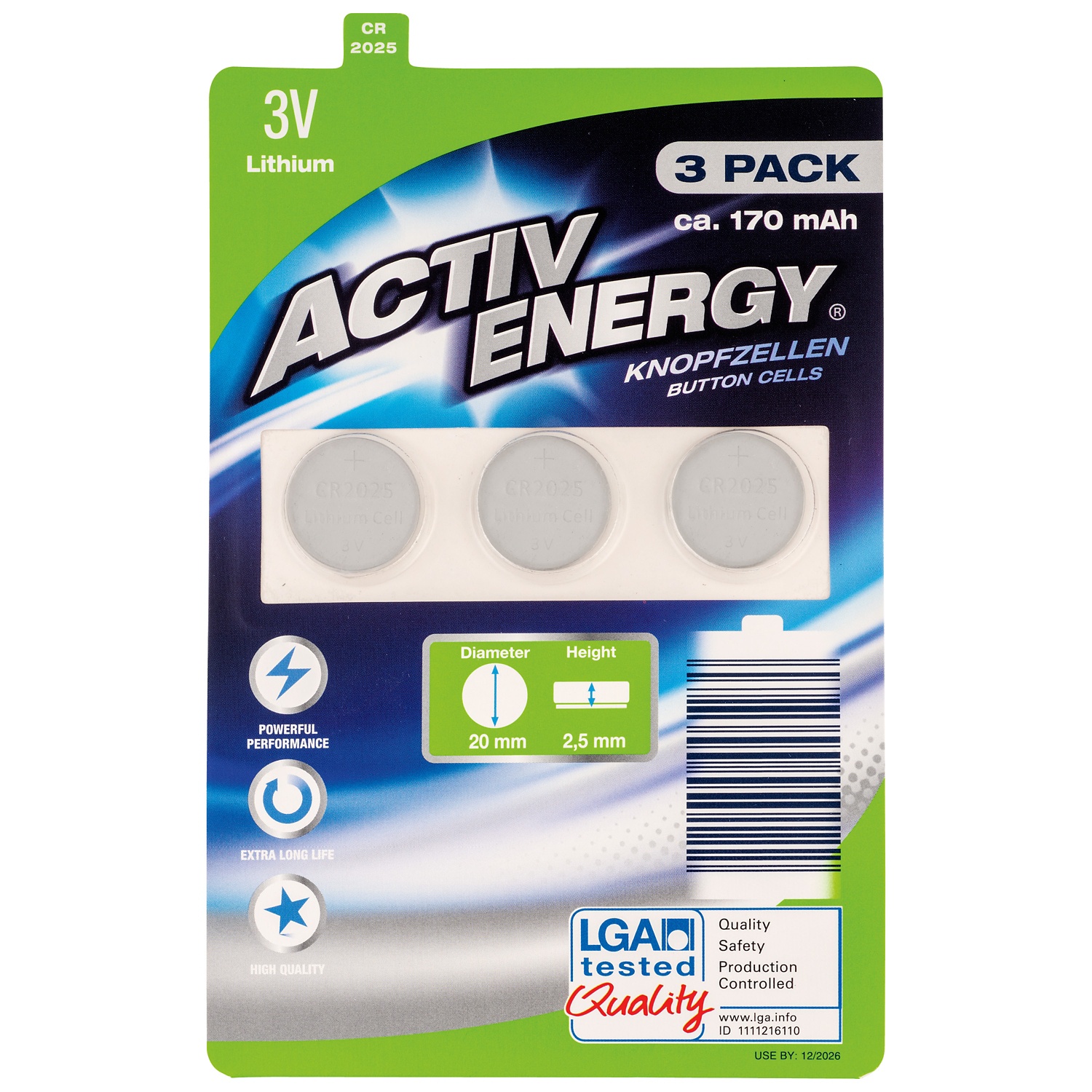 ACTIV ENERGY Batterie a bottone, CR2025  ALDI SUISSE