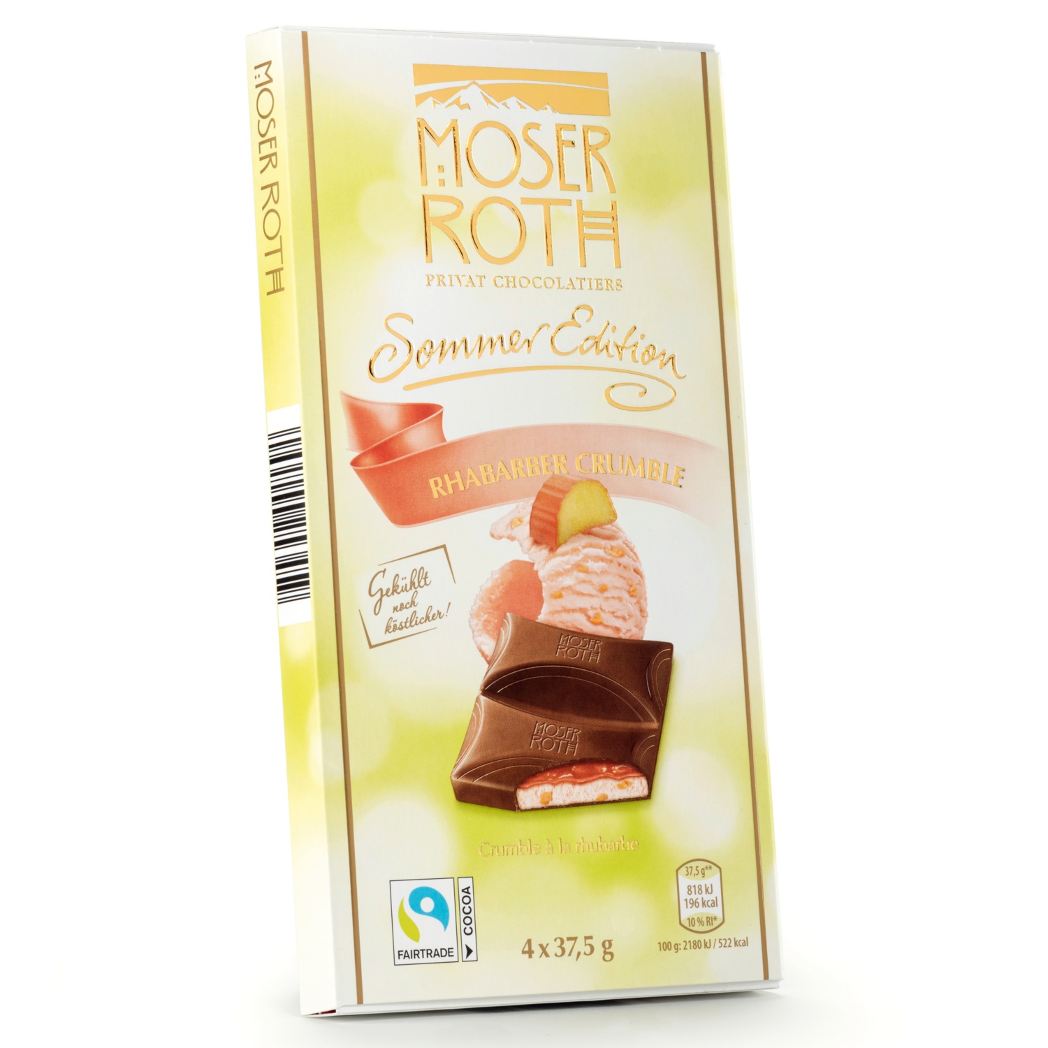MOSER ROTH Gefüllte Sommerschokolade, Rhabarber Crumble