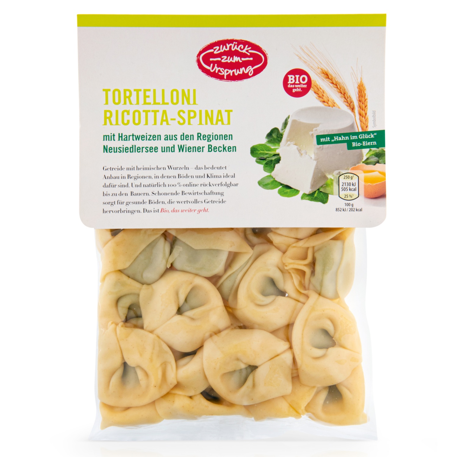 ZURÜCK ZUM URSPRUNG BIO-Teigwaren, Ricotta-Spinat