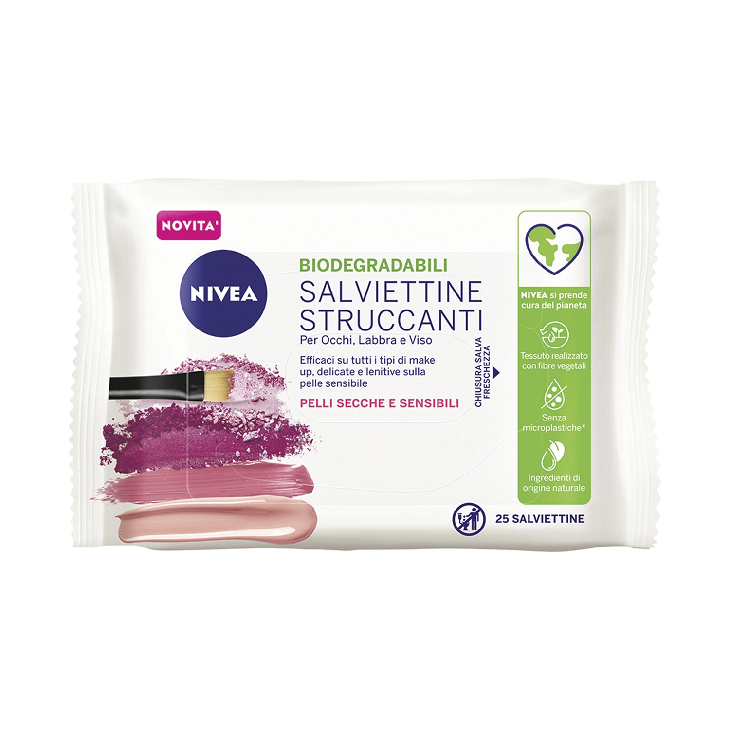 NIVEA Salviettine Struccanti Biodegradabili, 1 Pezzo di 25 Salviettine.