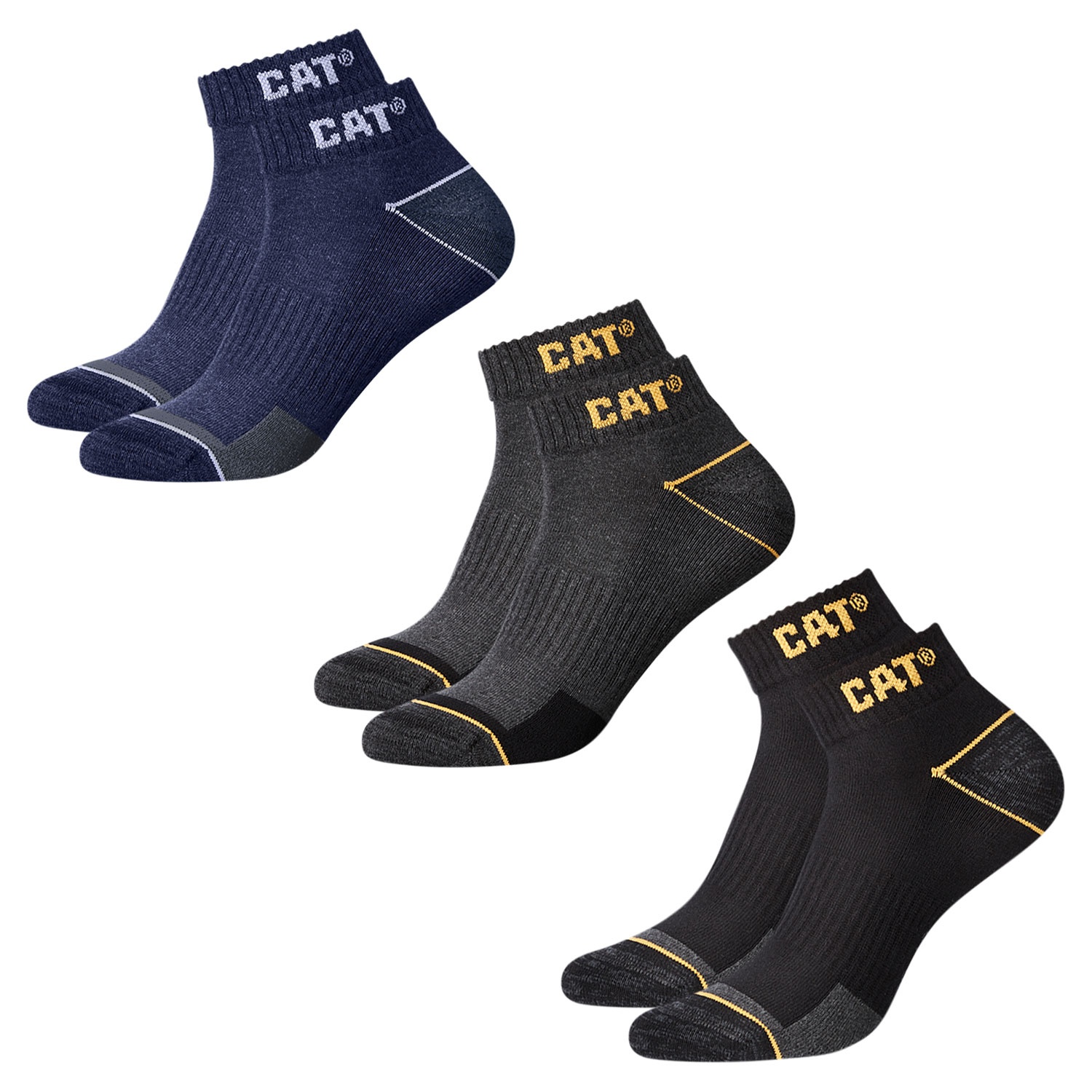CAT® Damen oder Herren Arbeits-Sneaker-Socken, 3 Paar