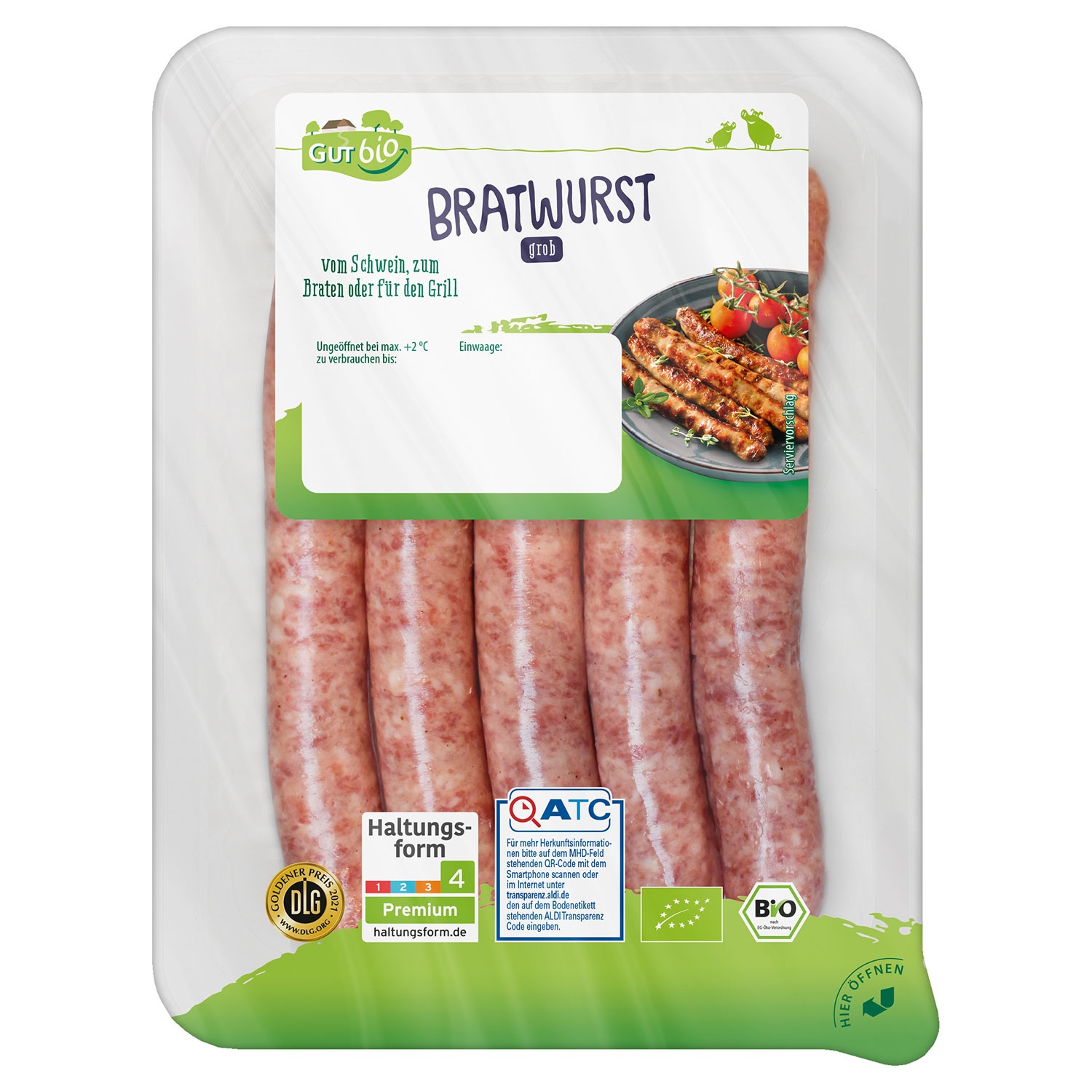 GUT BIO Bio-Bratwurst vom Schwein 480 g