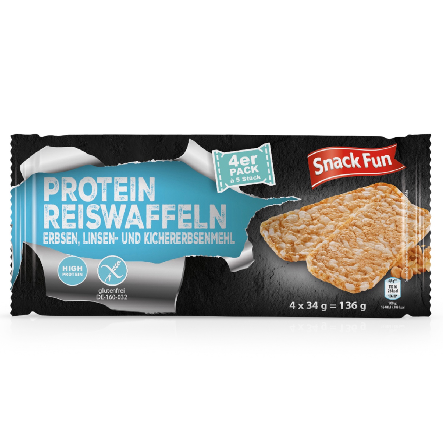 SNACK FUN Protein Reis-/Maiswaffeln, Kichererbsen