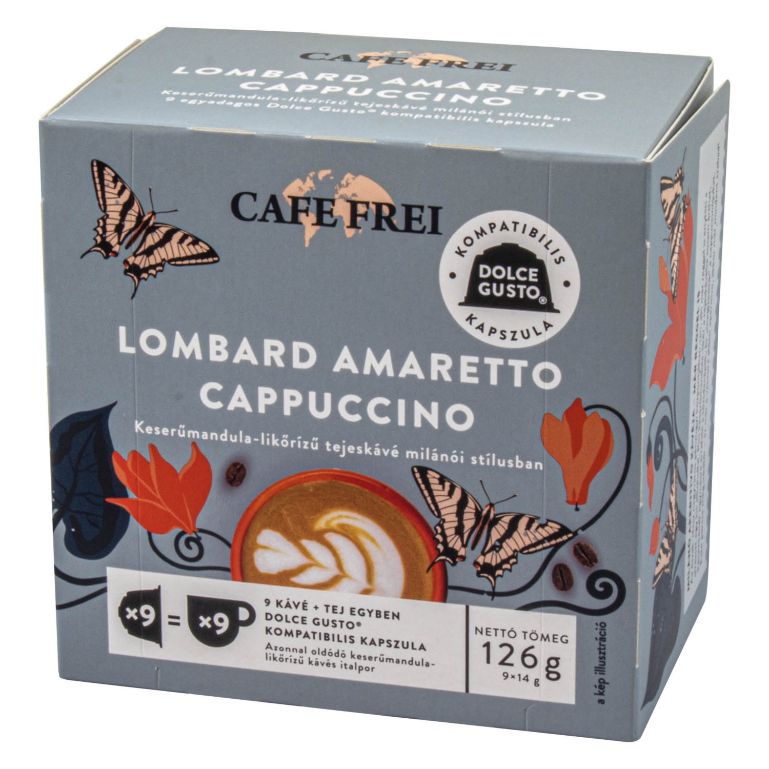 CAFE FREI Kávékapszula, 9 darab, lombard amaretto cappuccino