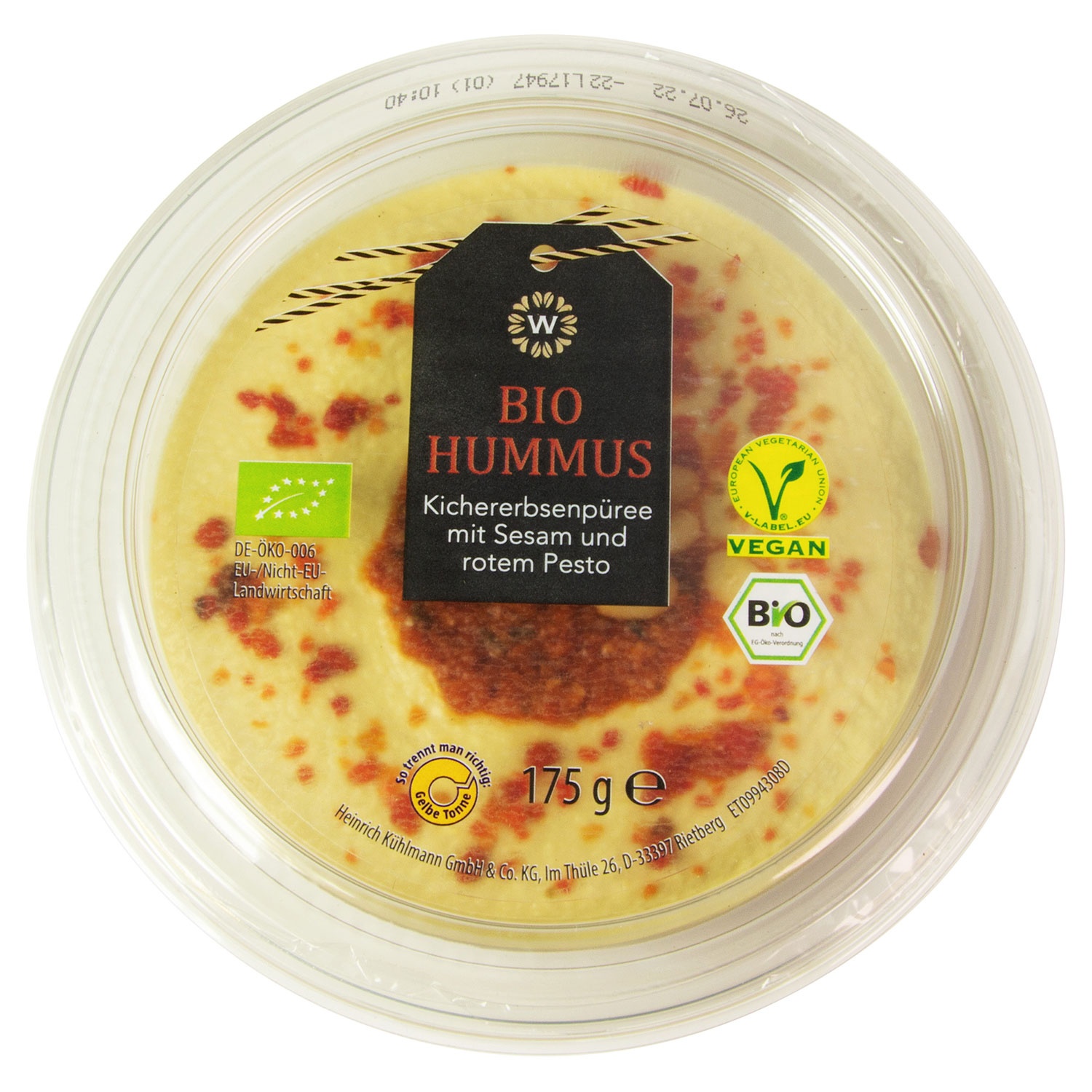 WONNEMEYER Bio-Hummus mit Topping 175 g