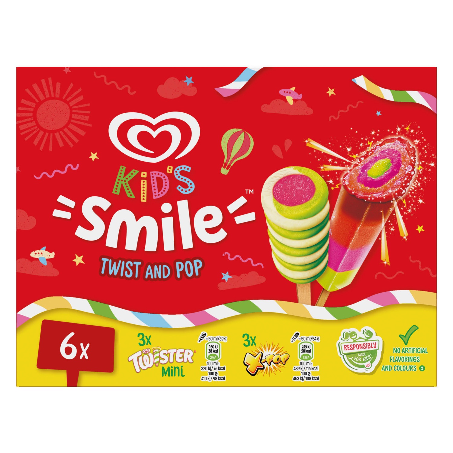 ALGIDA Kids Smile Twist & Pop jégkrém, 6 darab