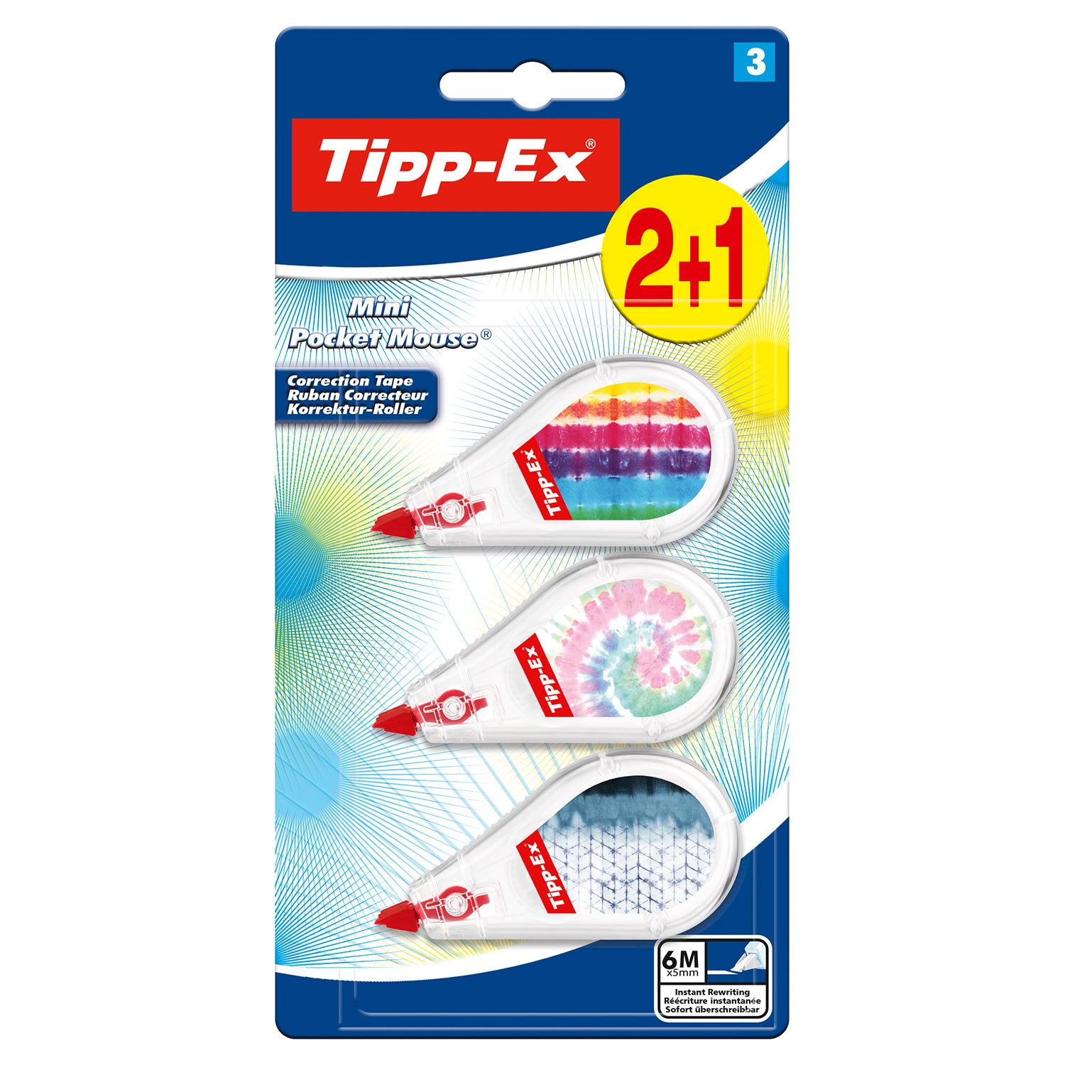 TIPP-EX® Mini Pocket Mouse® Korrektur-Roller, 3er-Packung